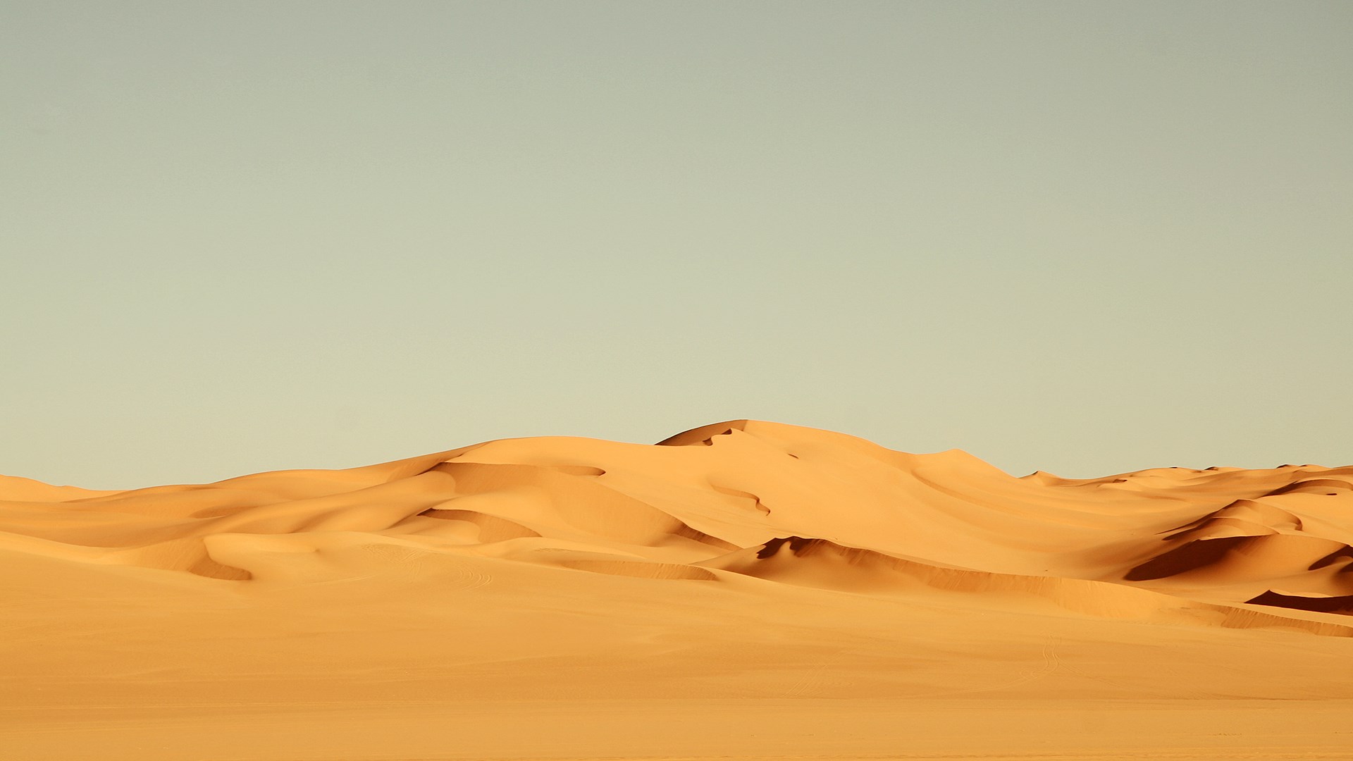 Desert sand dunes under a clear sky HD Wallpaper