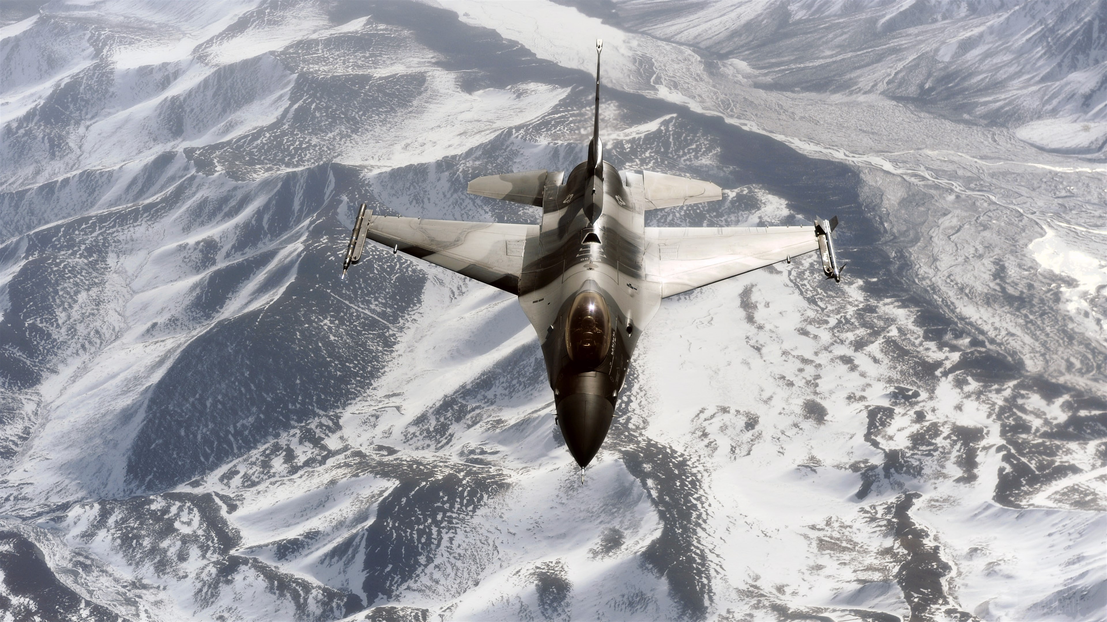 F-16 Aggressor over Joint Pacific Alaskan Range 4K HD Wallpaper