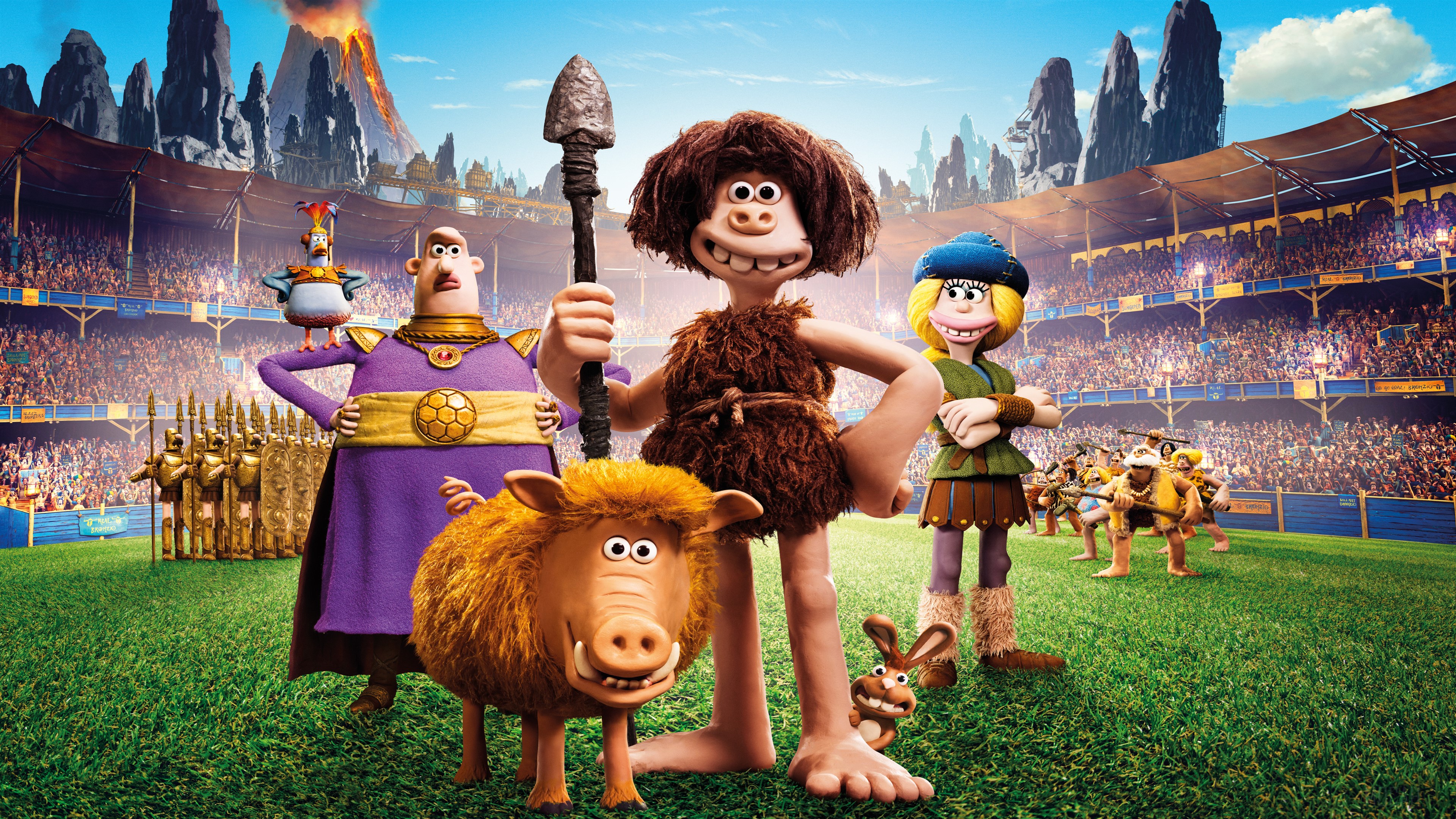 Early Man characters in a stadium 4K HD Wallpaper