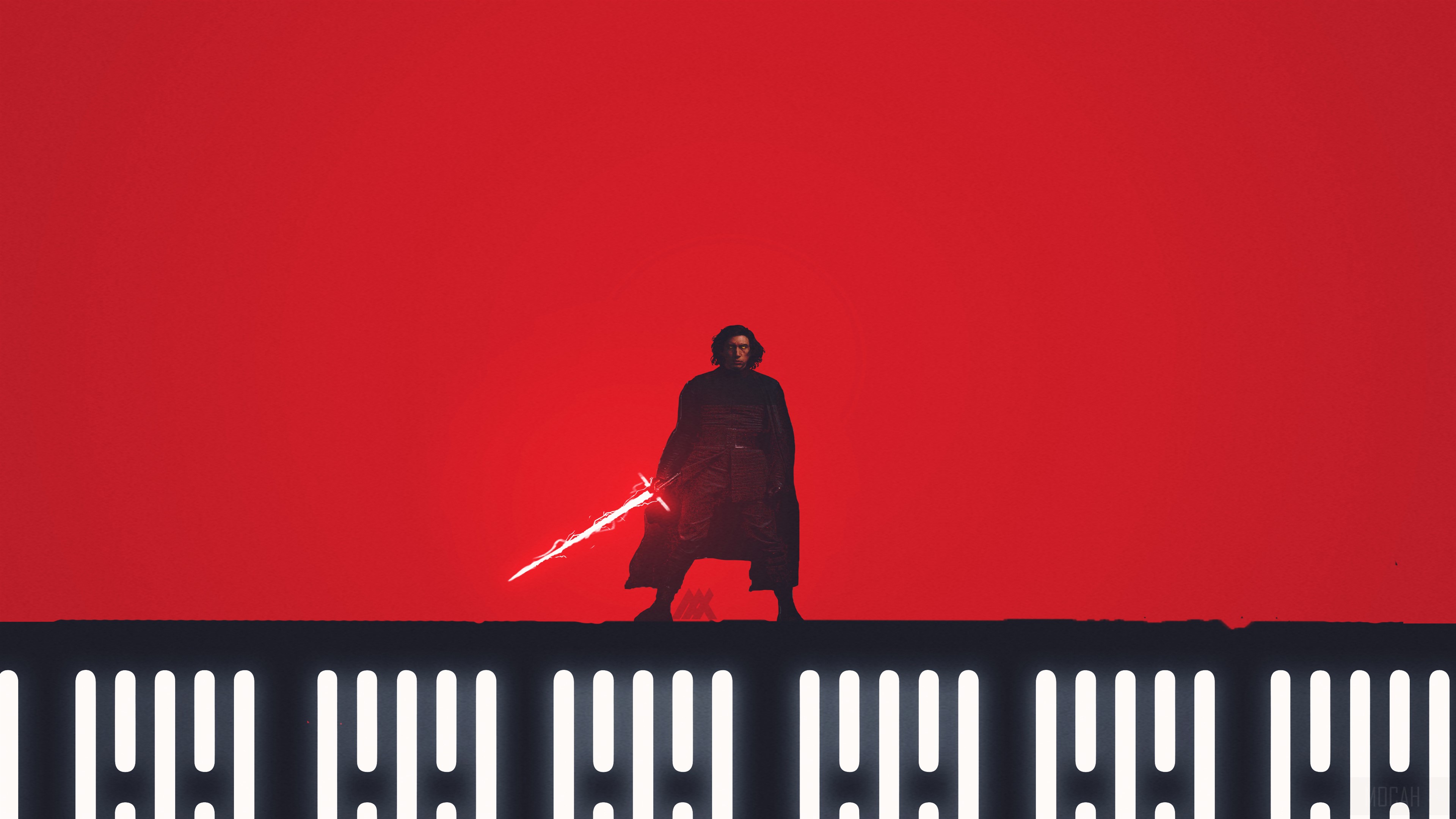 Kylo Ren from Star Wars with a lightsaber HD Wallpaper