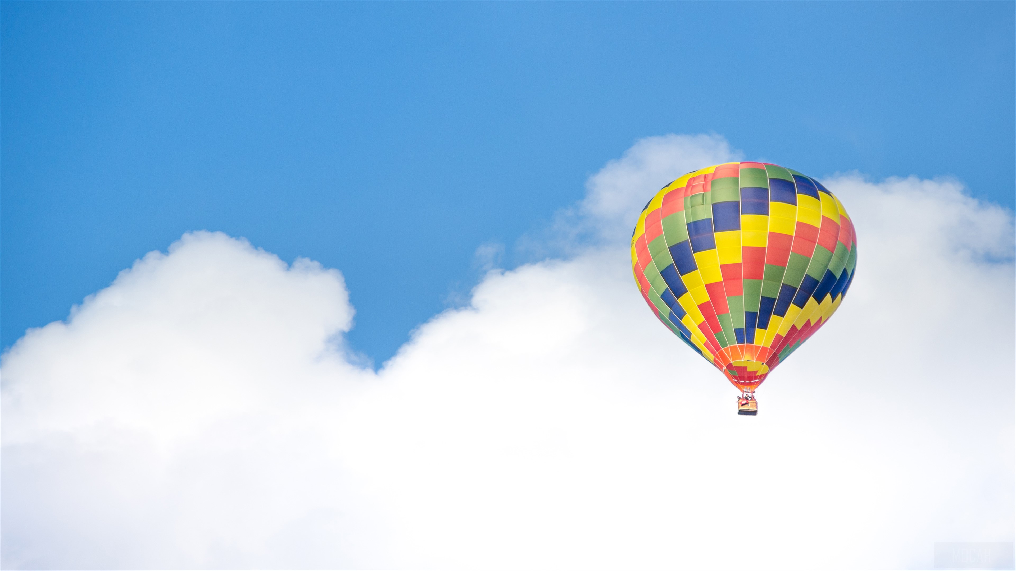 Hot Air Balloon Ride in the Sky with Clouds 4K HD Wallpaper