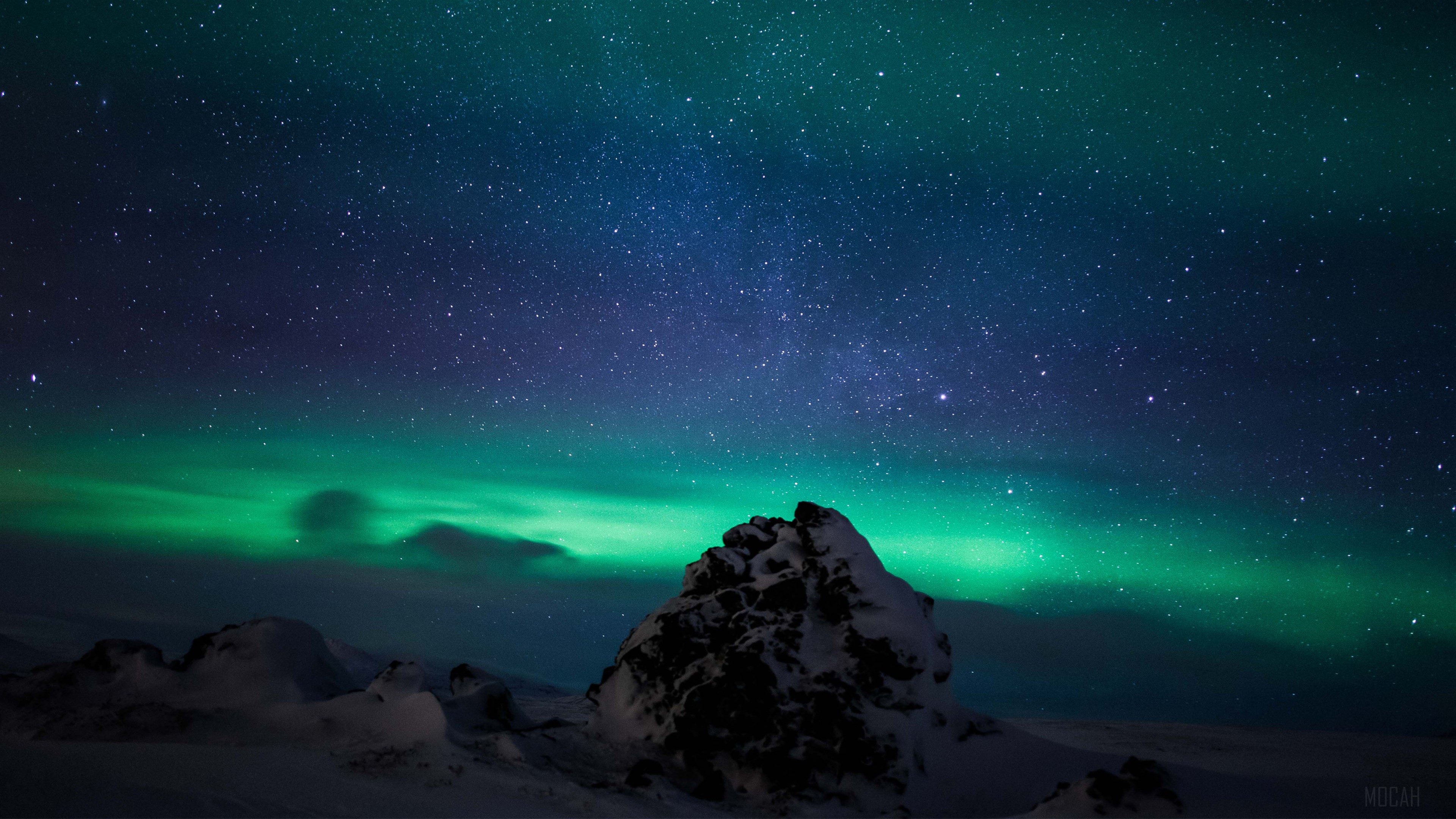 Northern Lights over Iceland landscape 4K HD Wallpaper