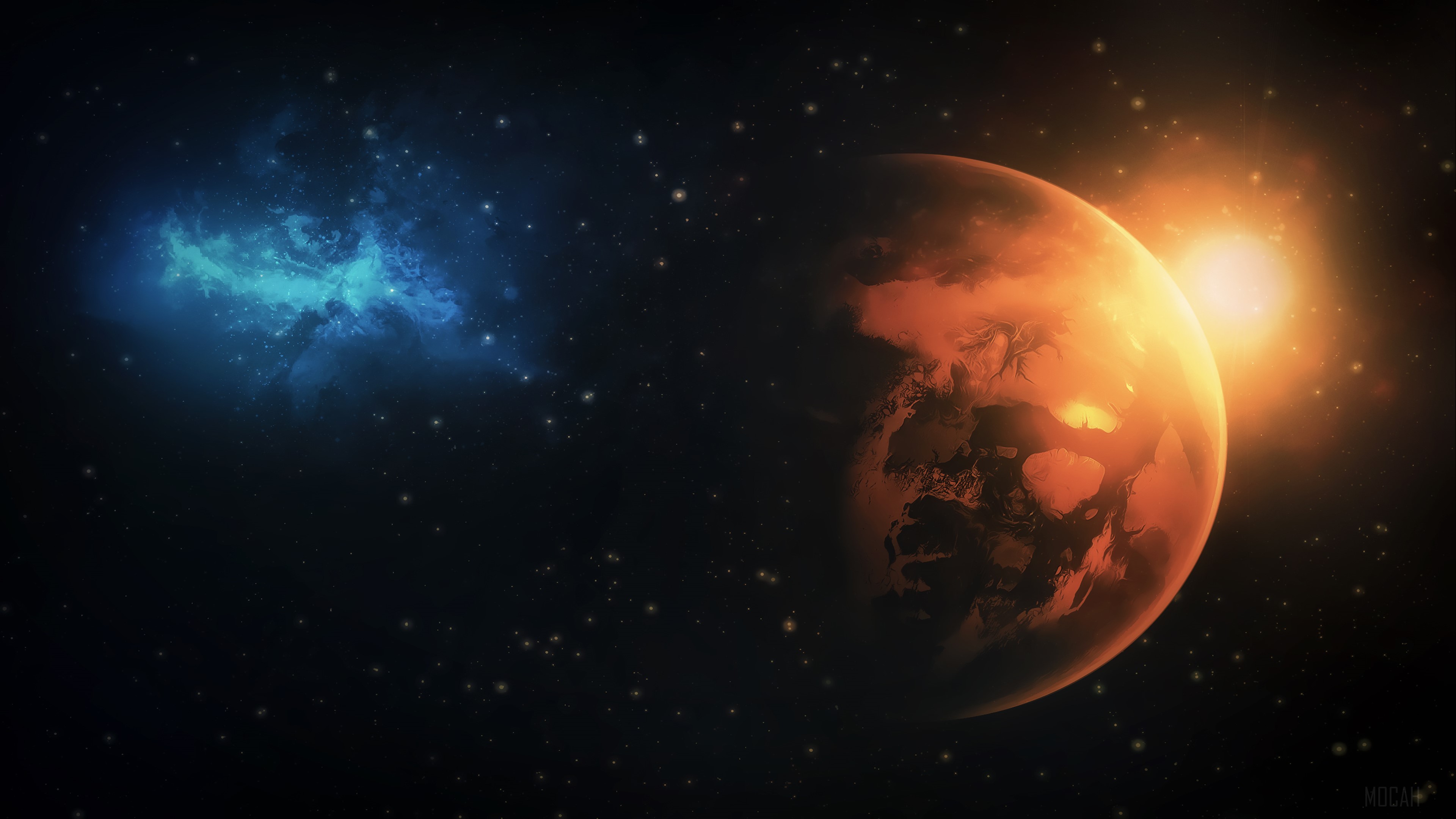 Planet and Nebula in Space 4K HD Wallpaper