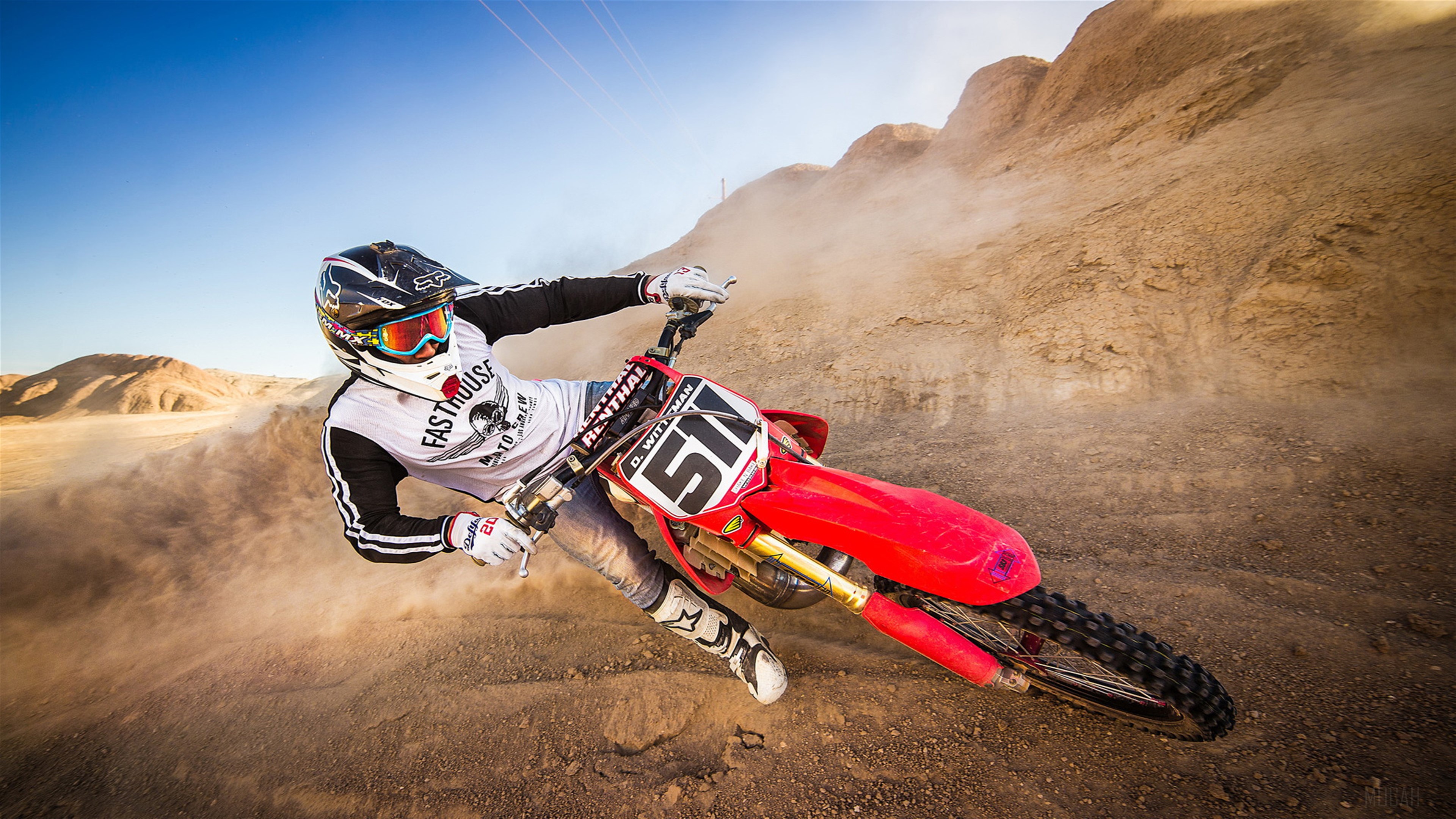 Motocross Rider 51 in Desert 4K HD Wallpaper