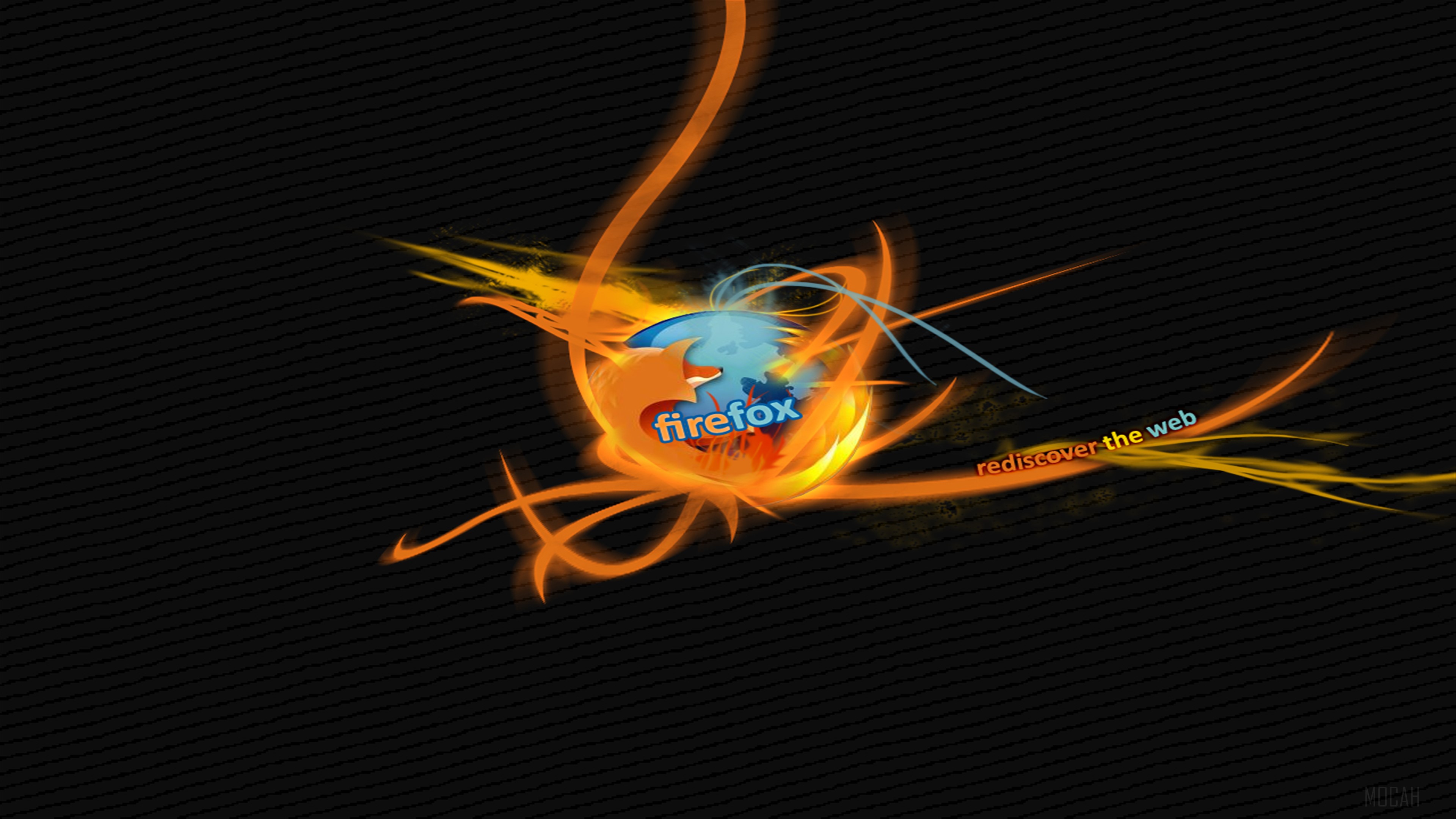 Firefox logo with "rediscover the web" slogan HD Wallpaper