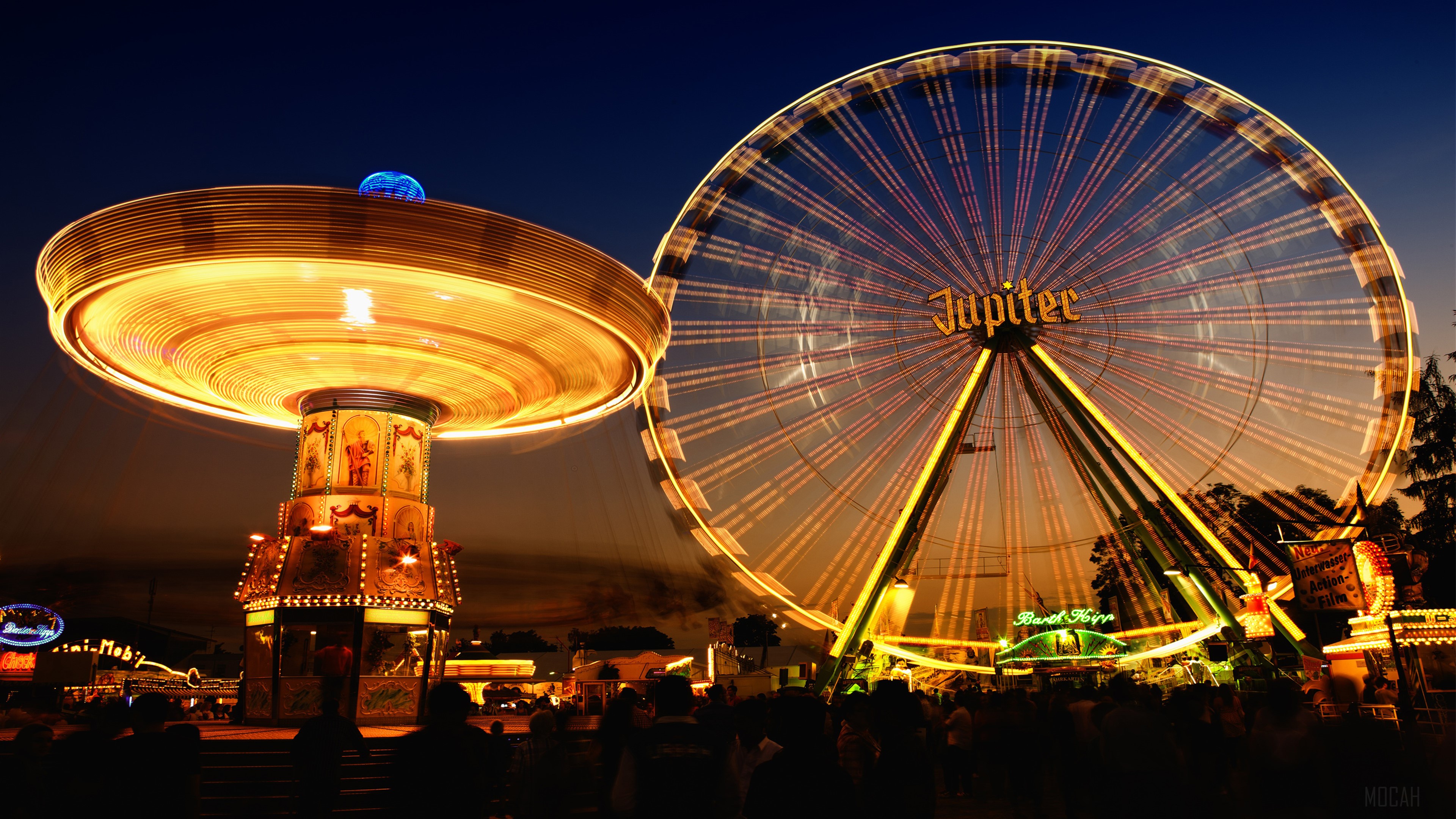 Jupiter Ferris Wheel at a Fair at Night 4K HD Wallpaper