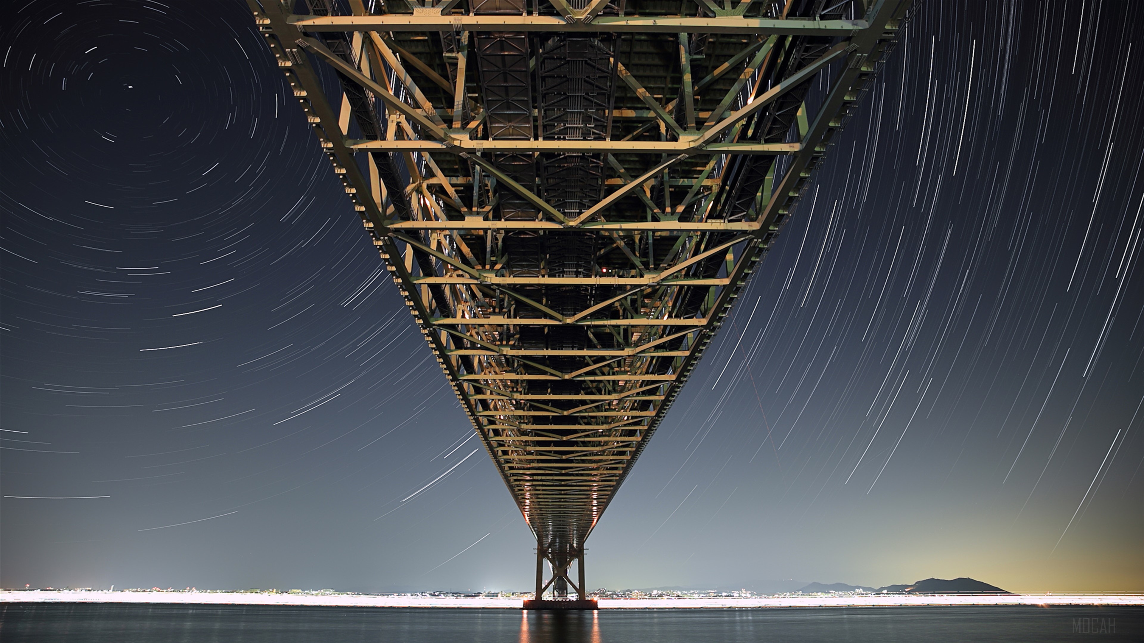 Pearl Bridge Star Trails 4K HD Wallpaper