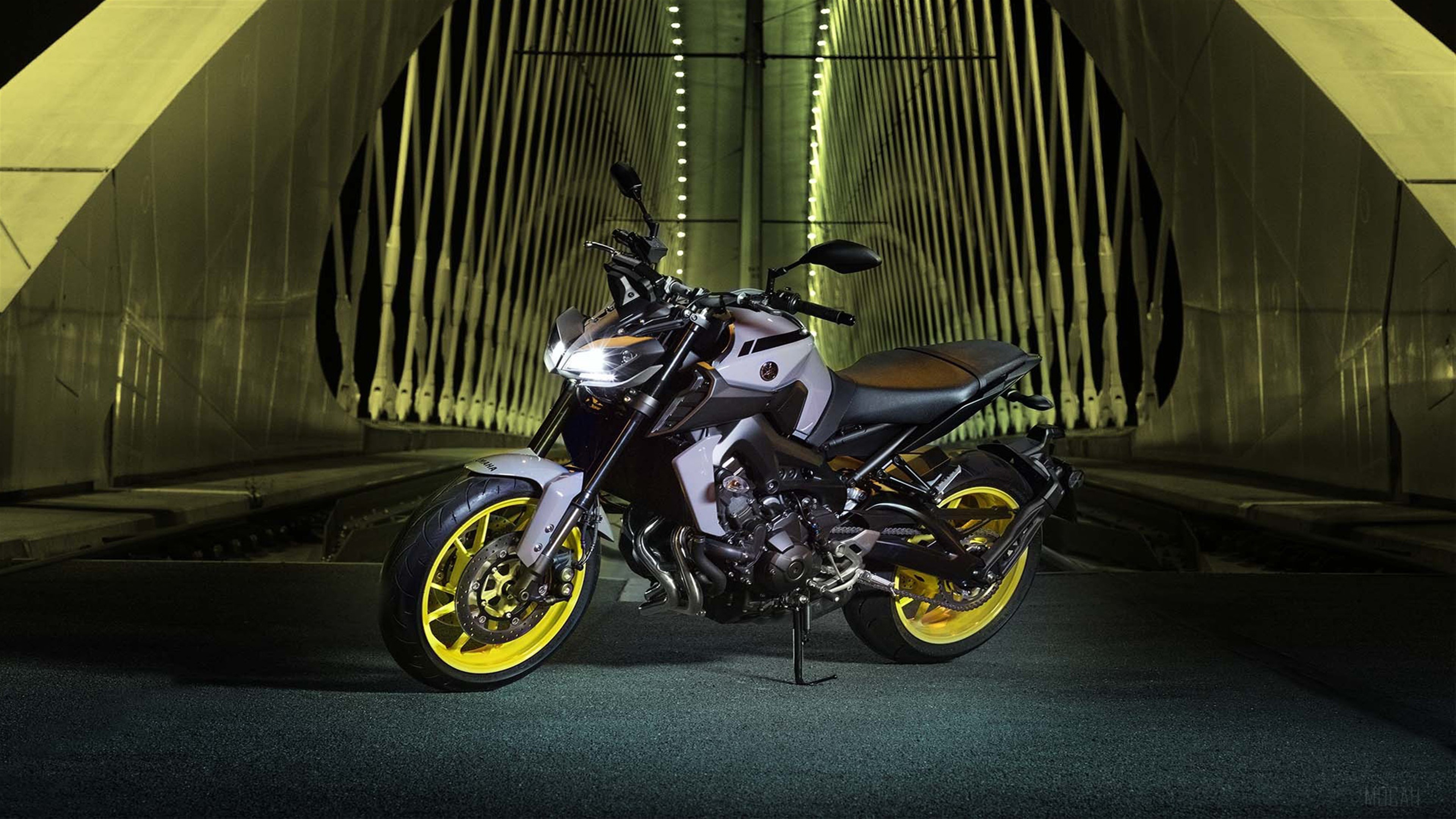 2017 Yamaha MT-09 motorcycle on a bridge HD Wallpaper