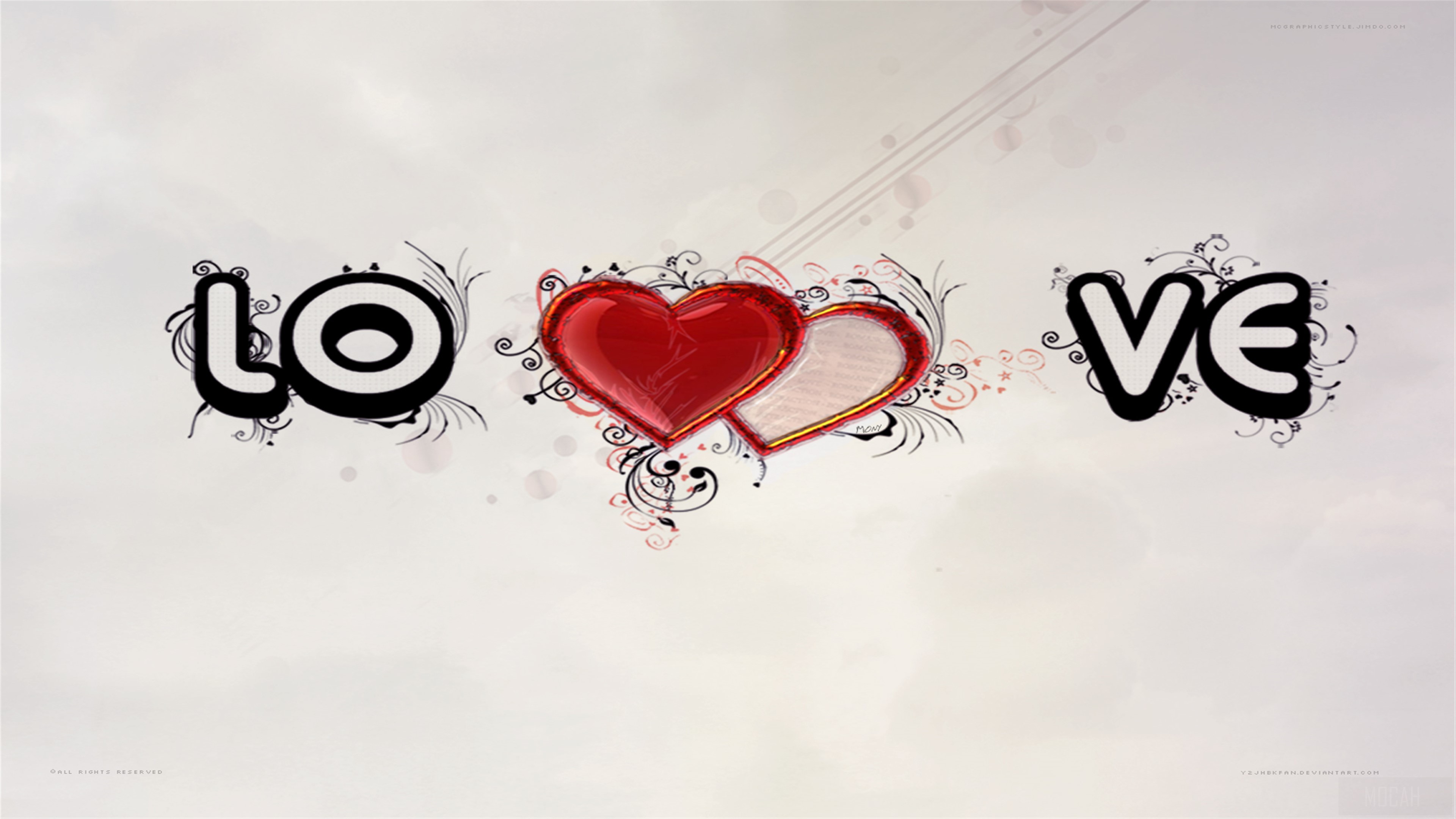 Love text with hearts 4K HD Wallpaper