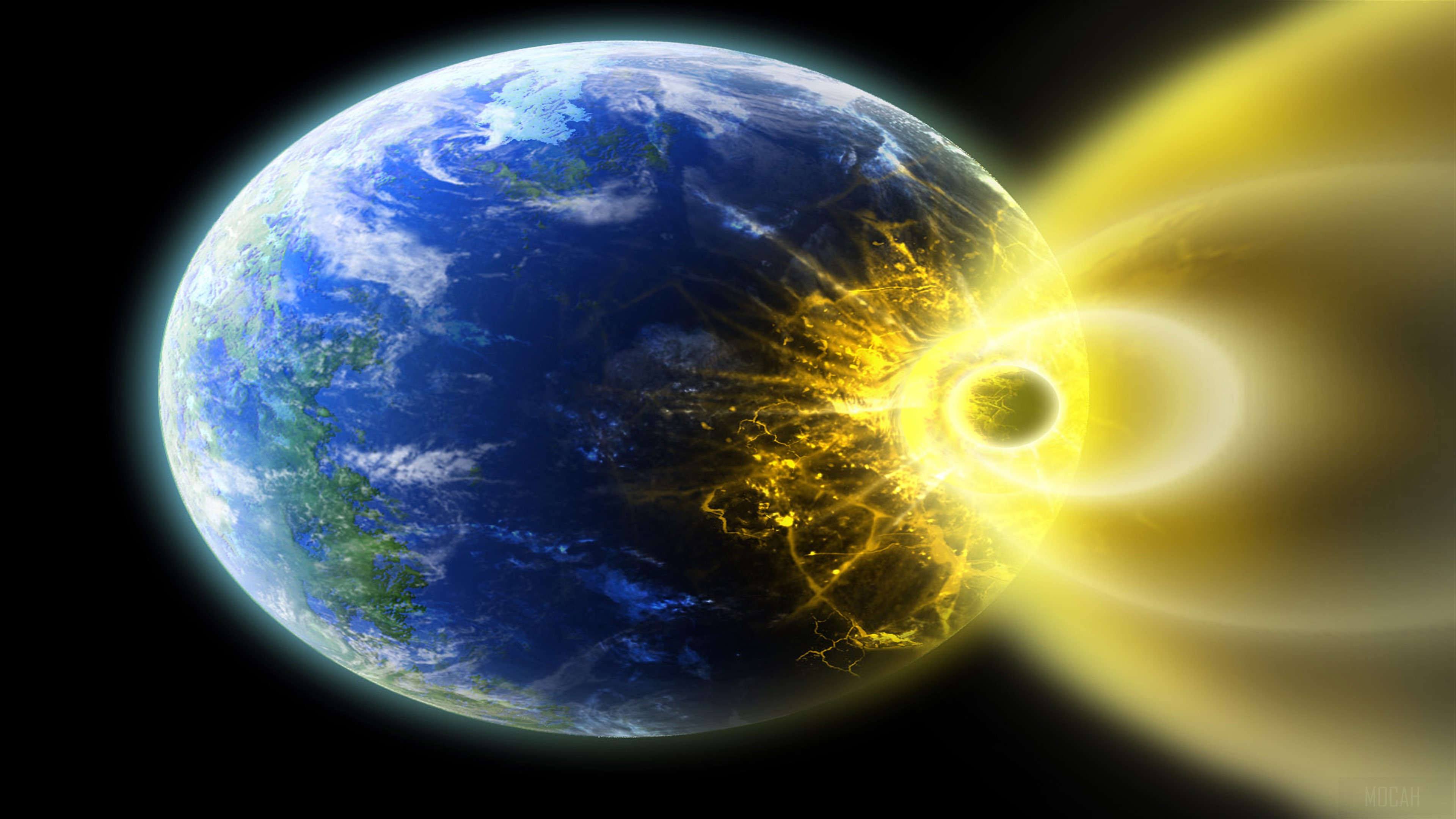 Earth with Solar Flare 4K HD Wallpaper