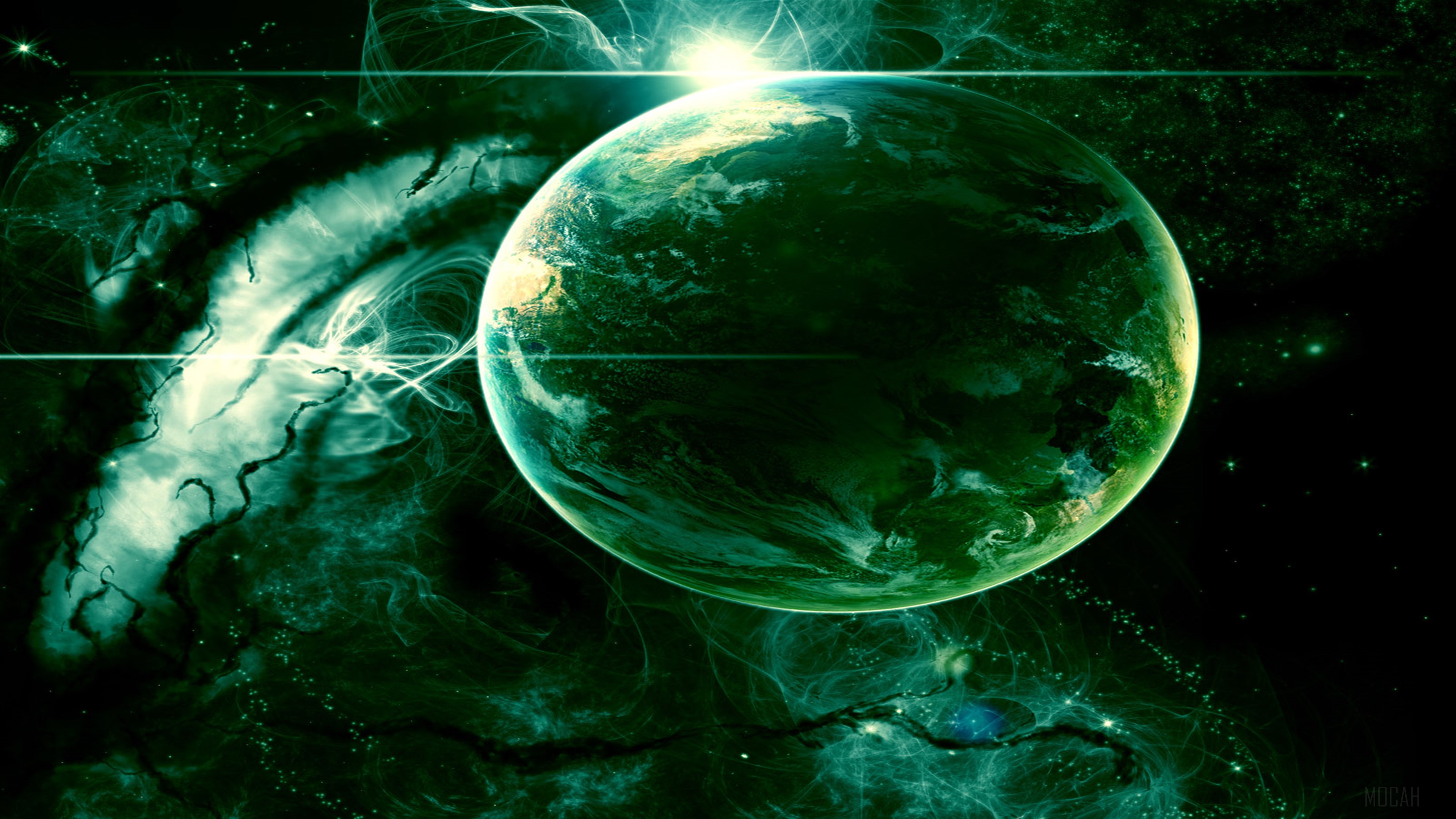 Green Planet in Space HD Wallpaper