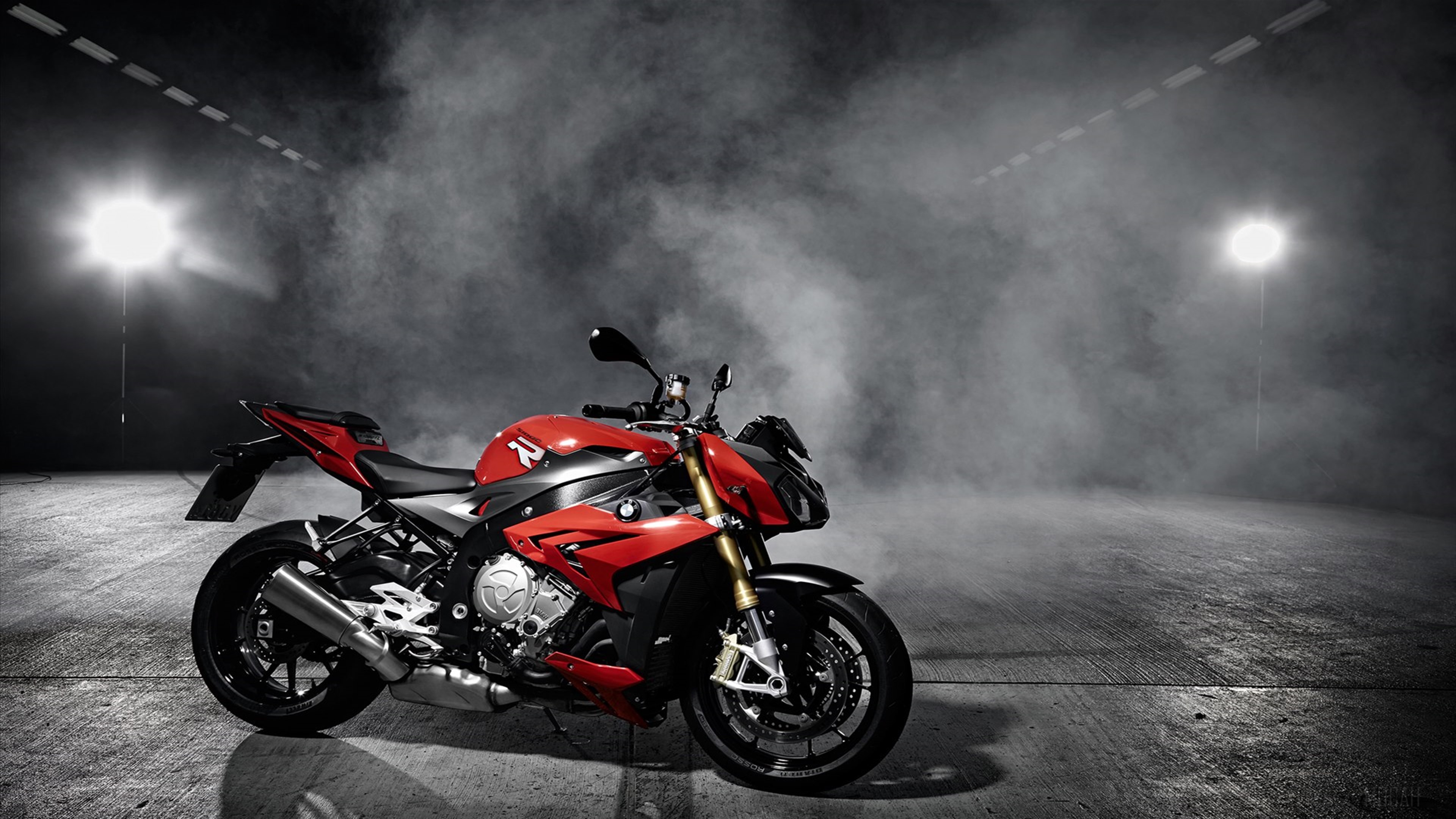 2014 BMW S1000R motorcycle in smoke HD Wallpaper