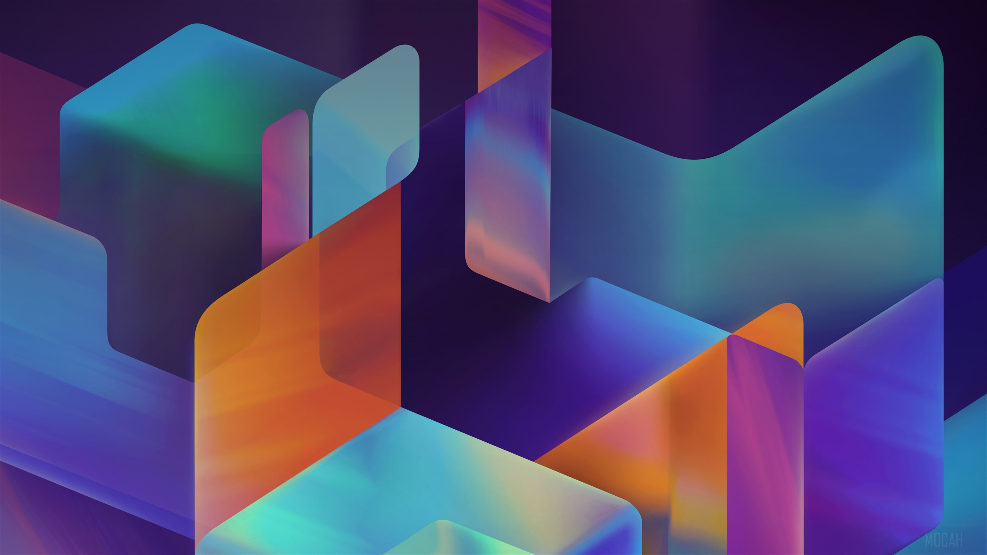 Abstract geometric shapes with iridescent colors HD Wallpaper