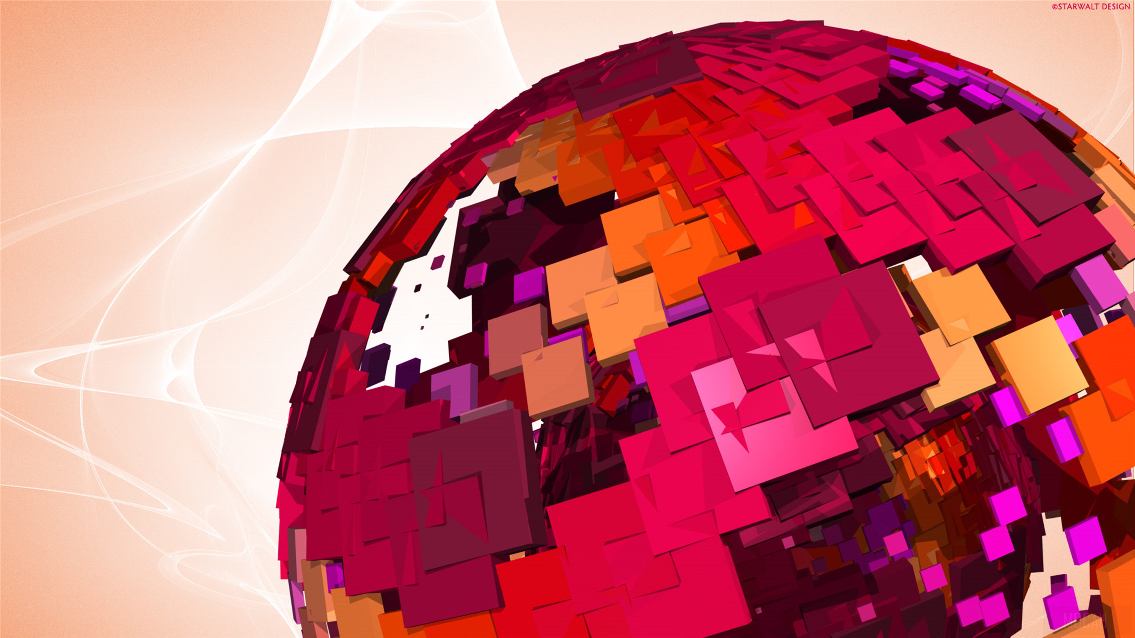Pink Globe Made of Cubes 4K HD Wallpaper