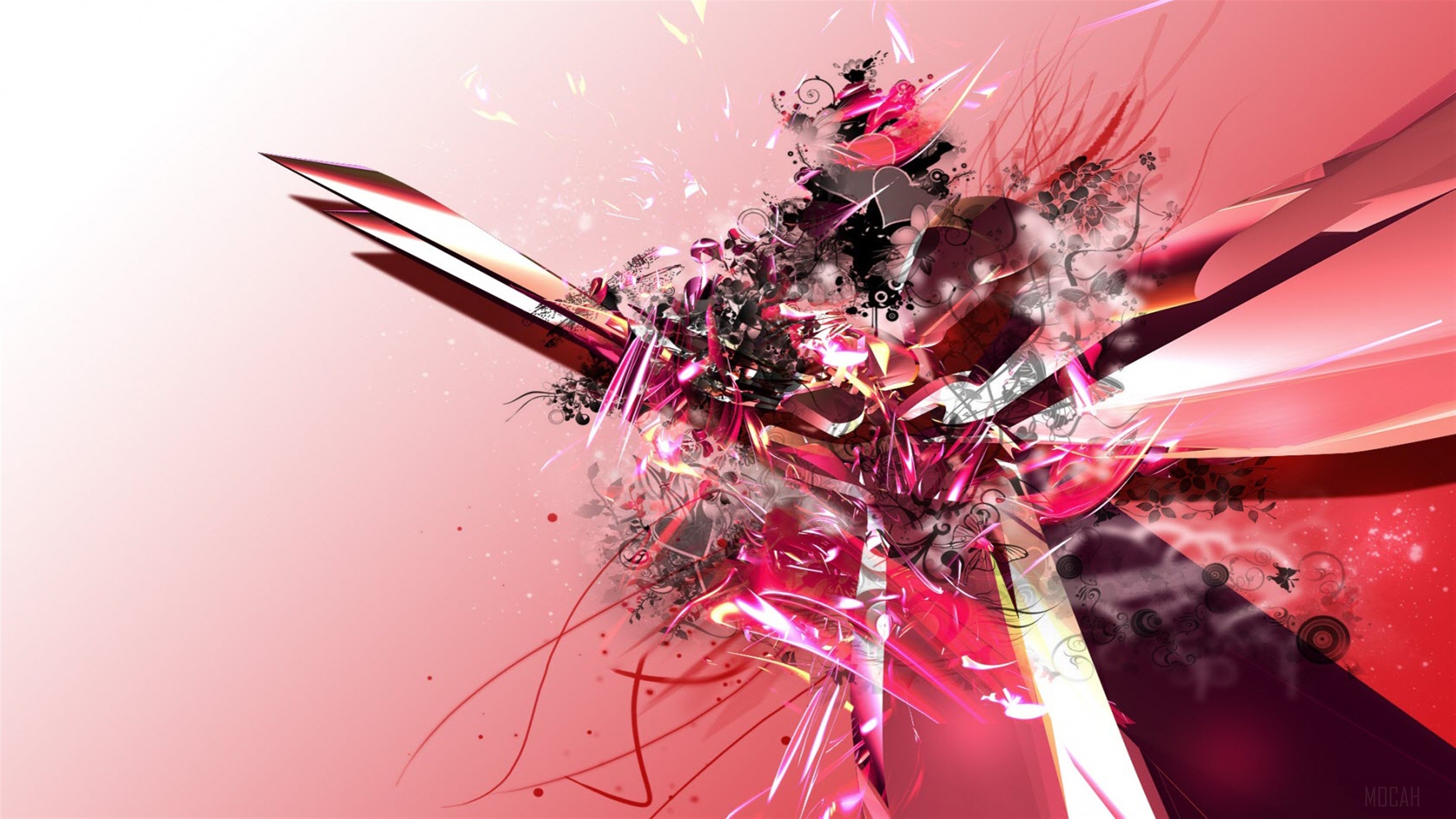 Abstract Pink and Red Shapes 4K HD Wallpaper