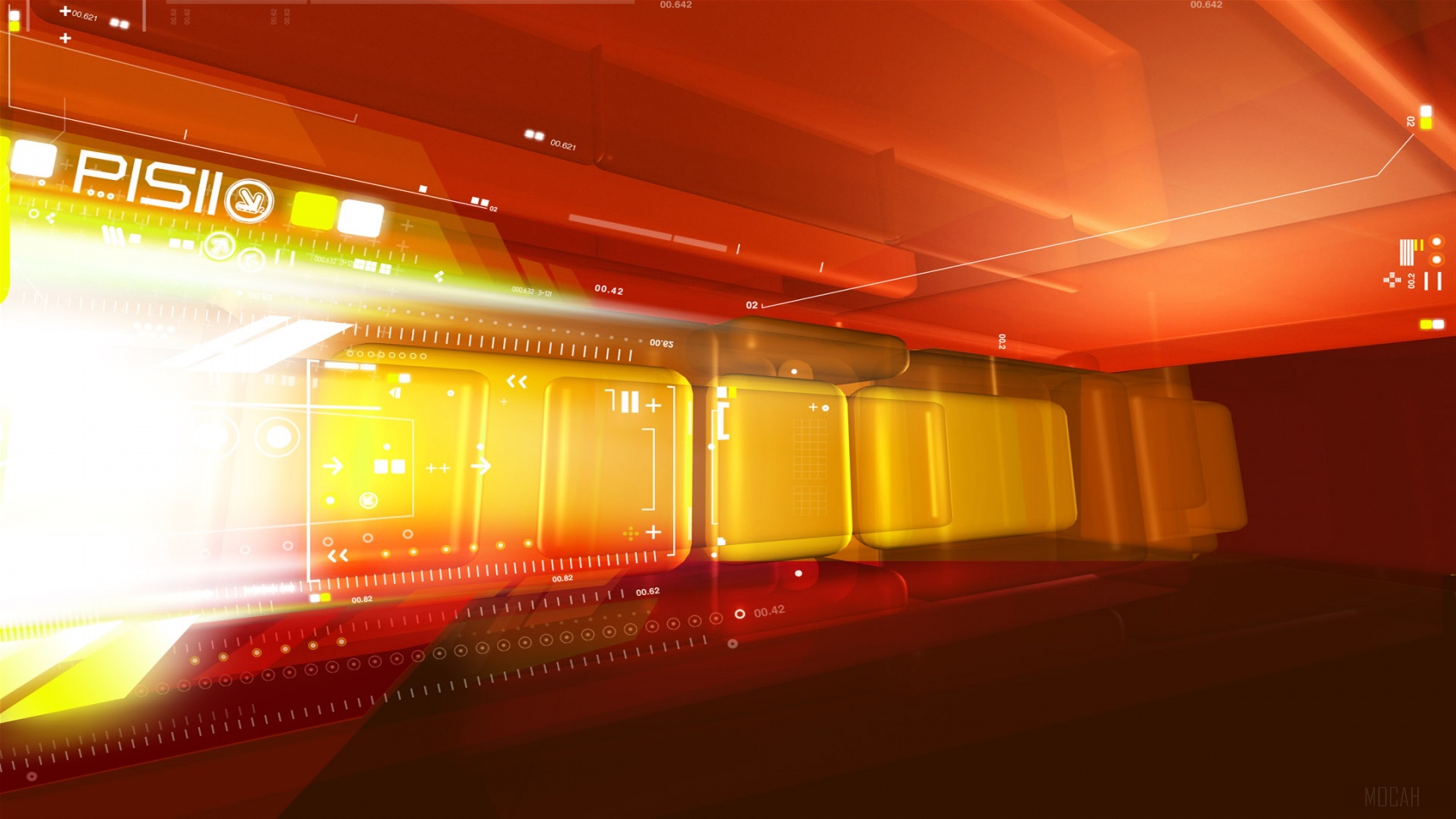 Orange Tech Design HD Wallpaper