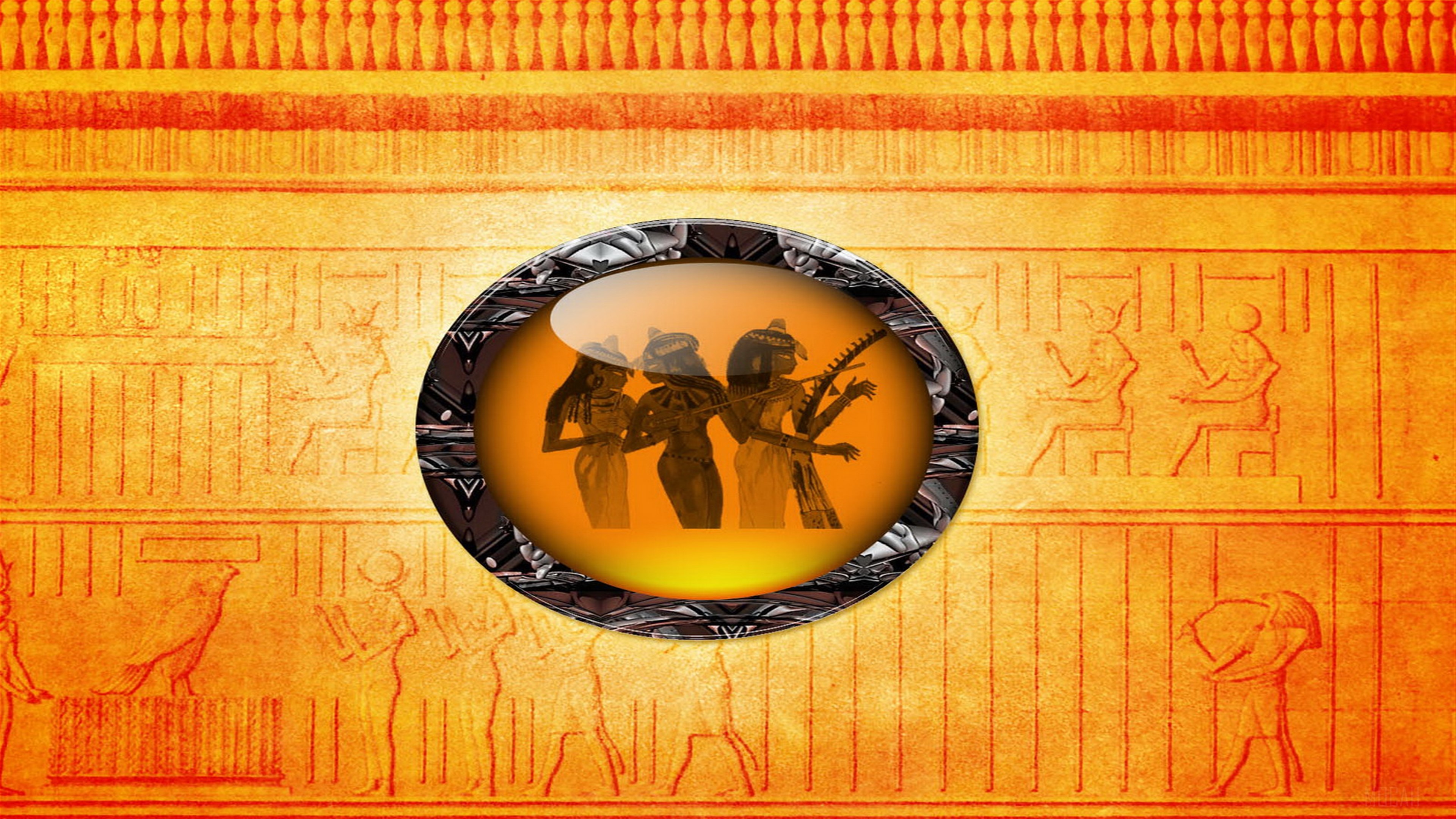 Ancient Egyptian Hieroglyphs with Musicians HD Wallpaper