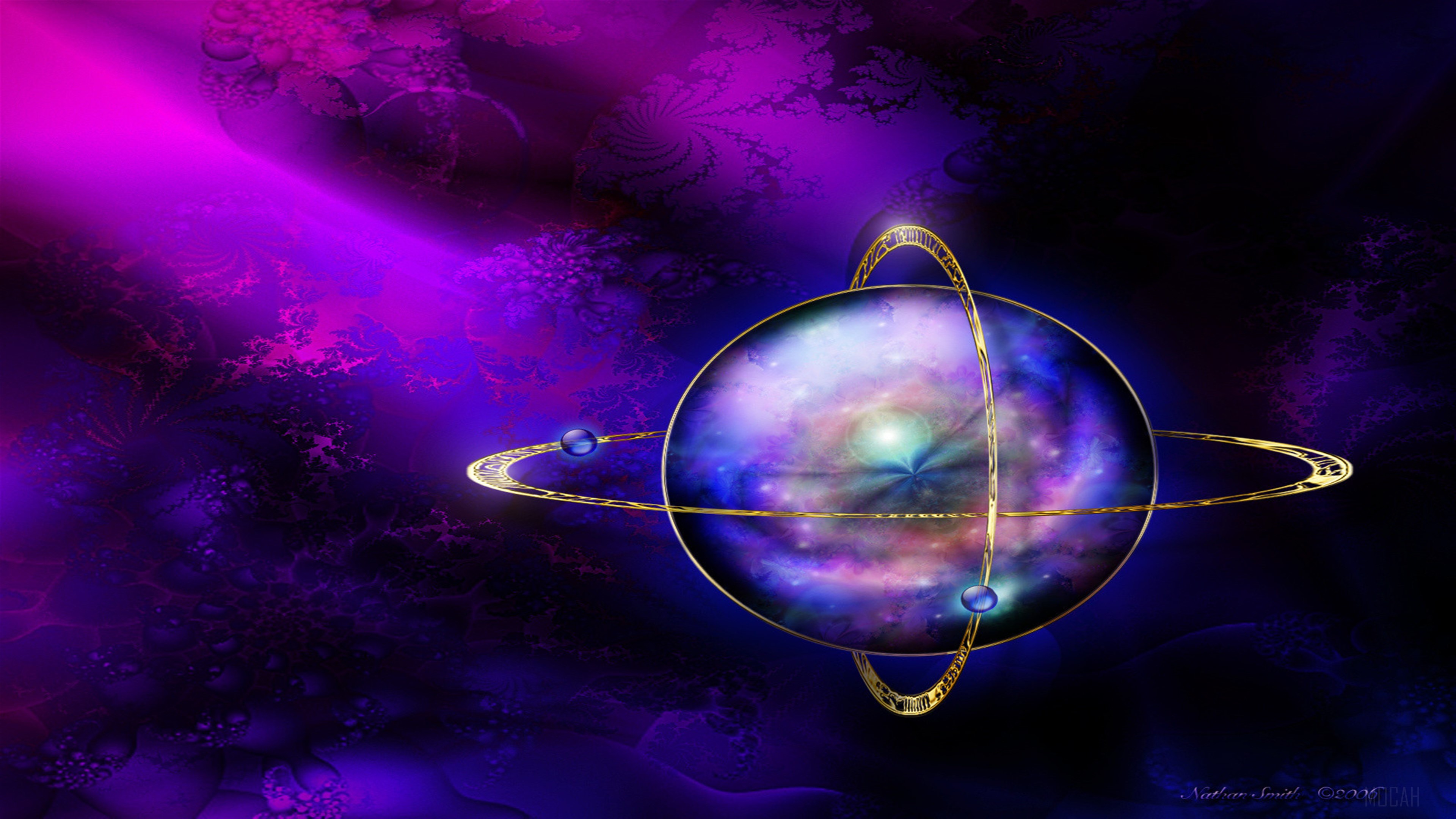 Abstract Fractal Planet with Rings HD Wallpaper