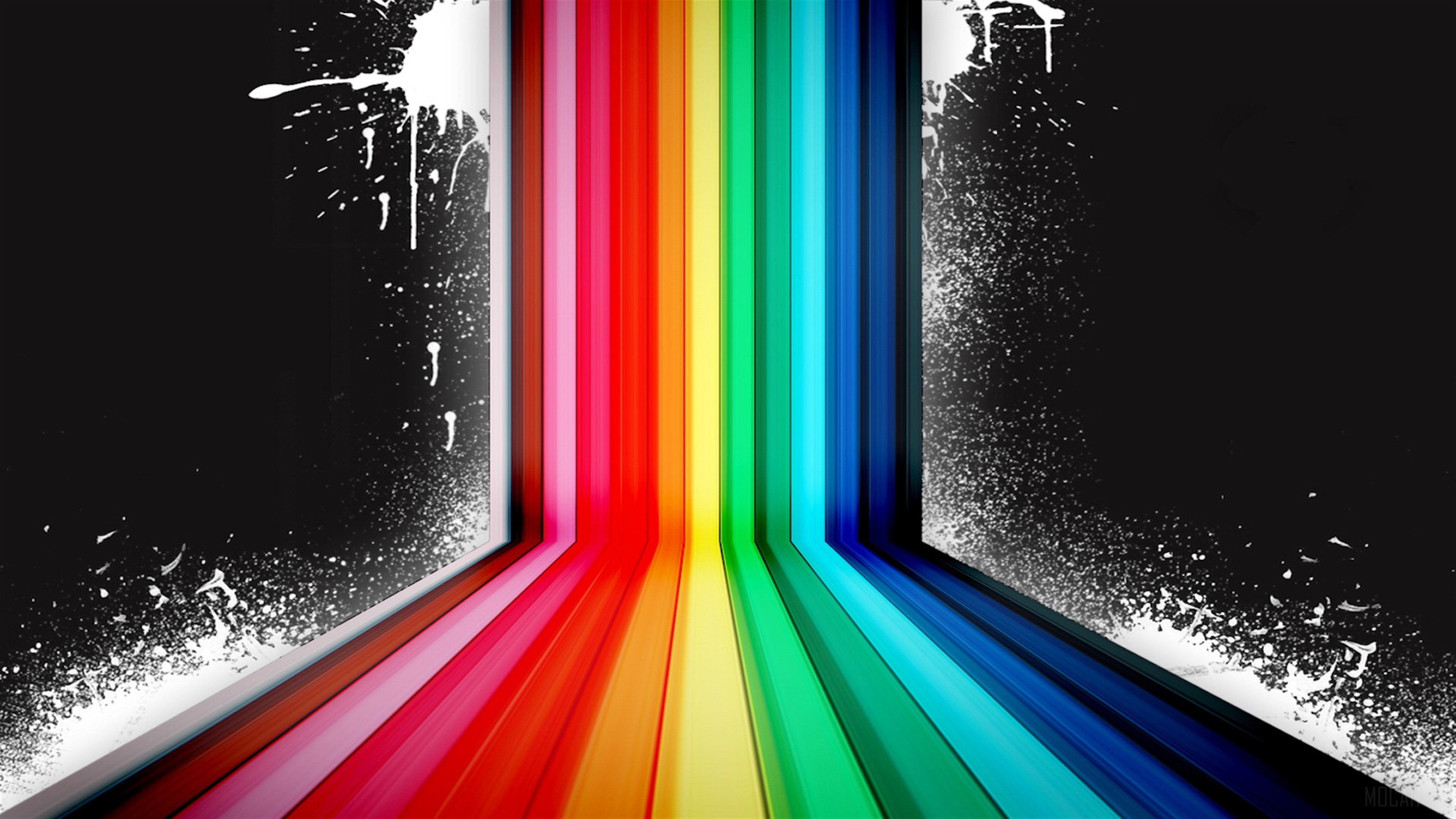 Rainbow Stripes with White Splatter 4K HD Wallpaper