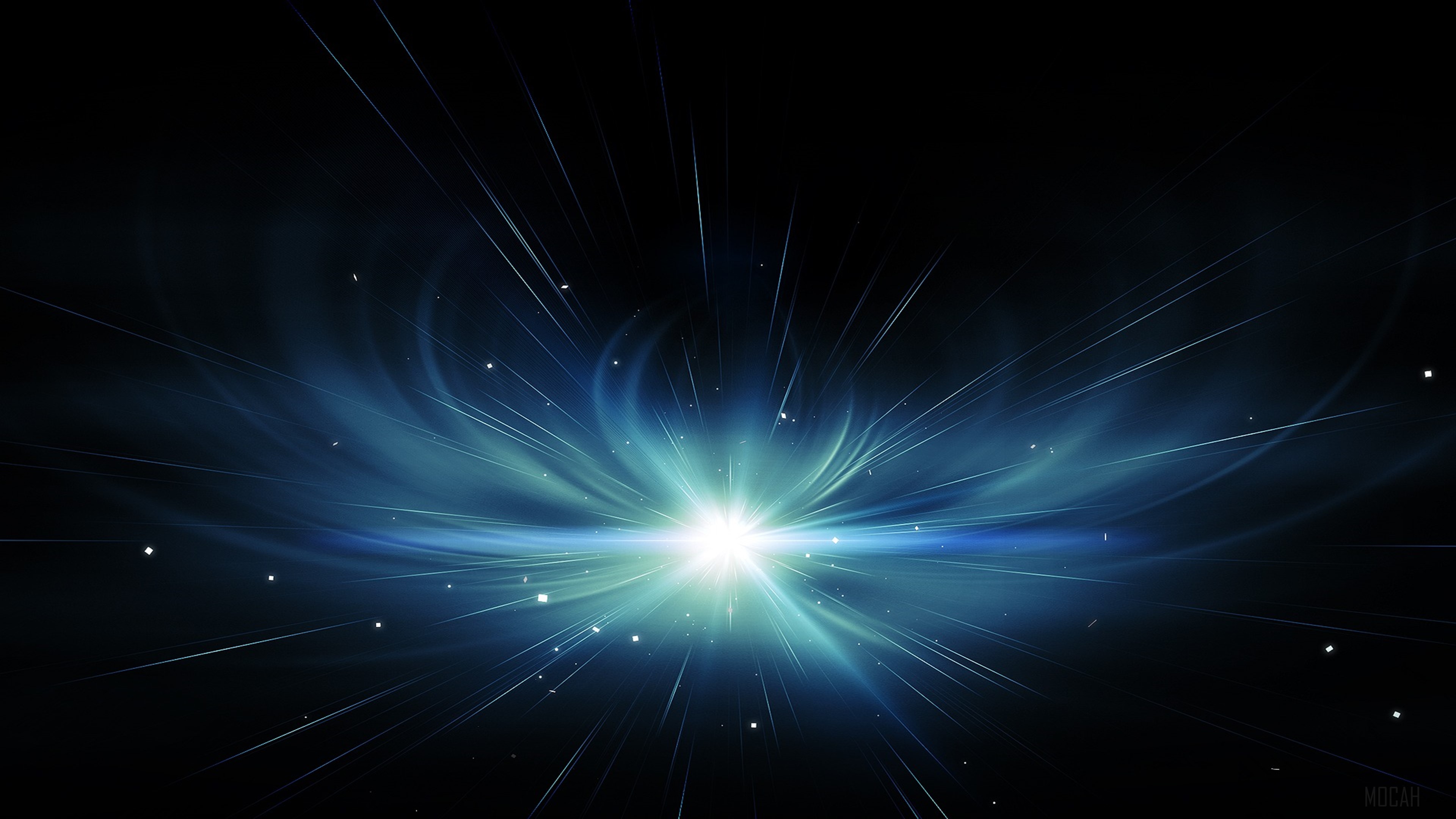 Abstract blue and green light explosion 4K HD Wallpaper