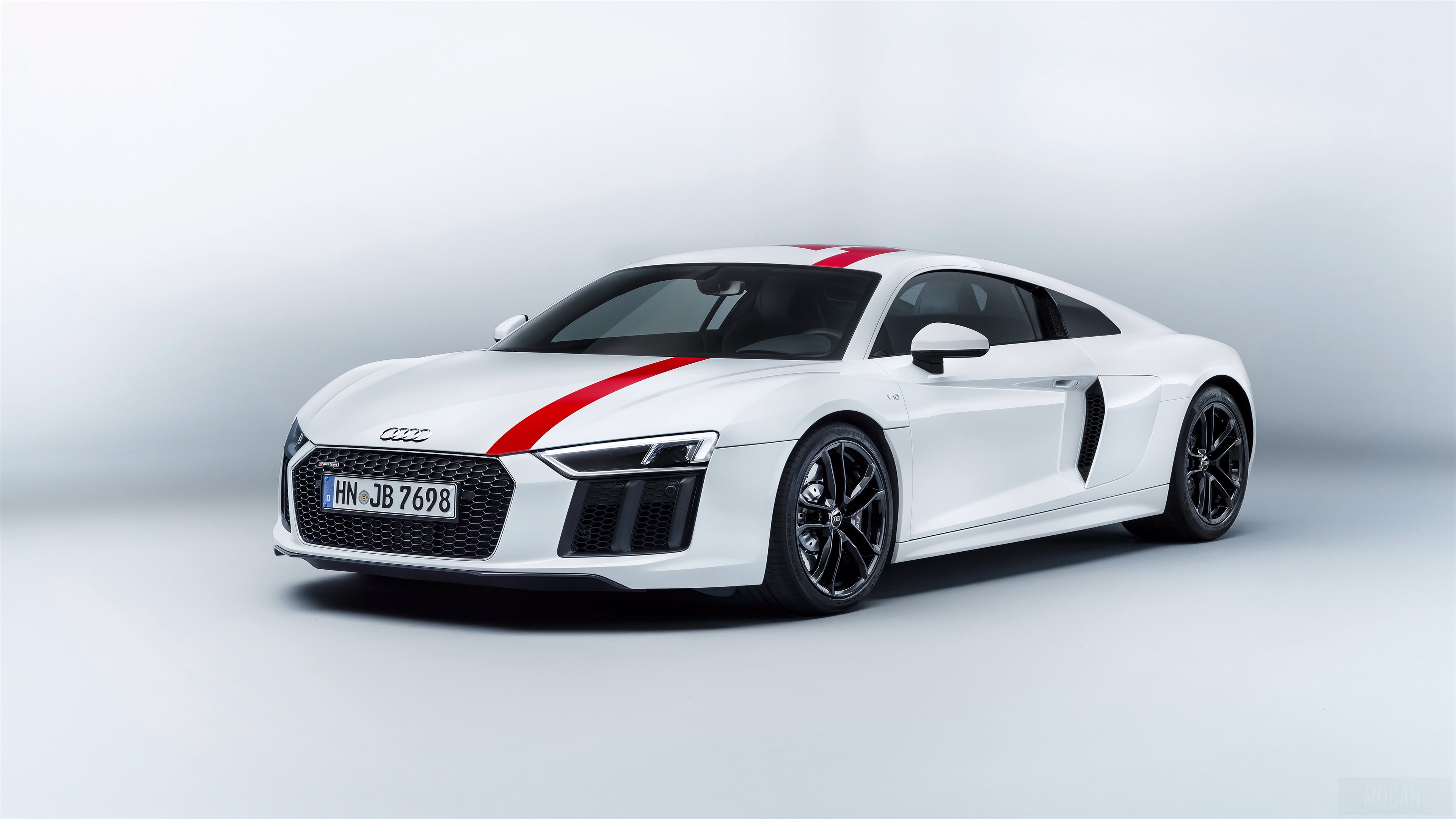 White 2018 Audi R8 V10 RWS 4K HD Wallpaper