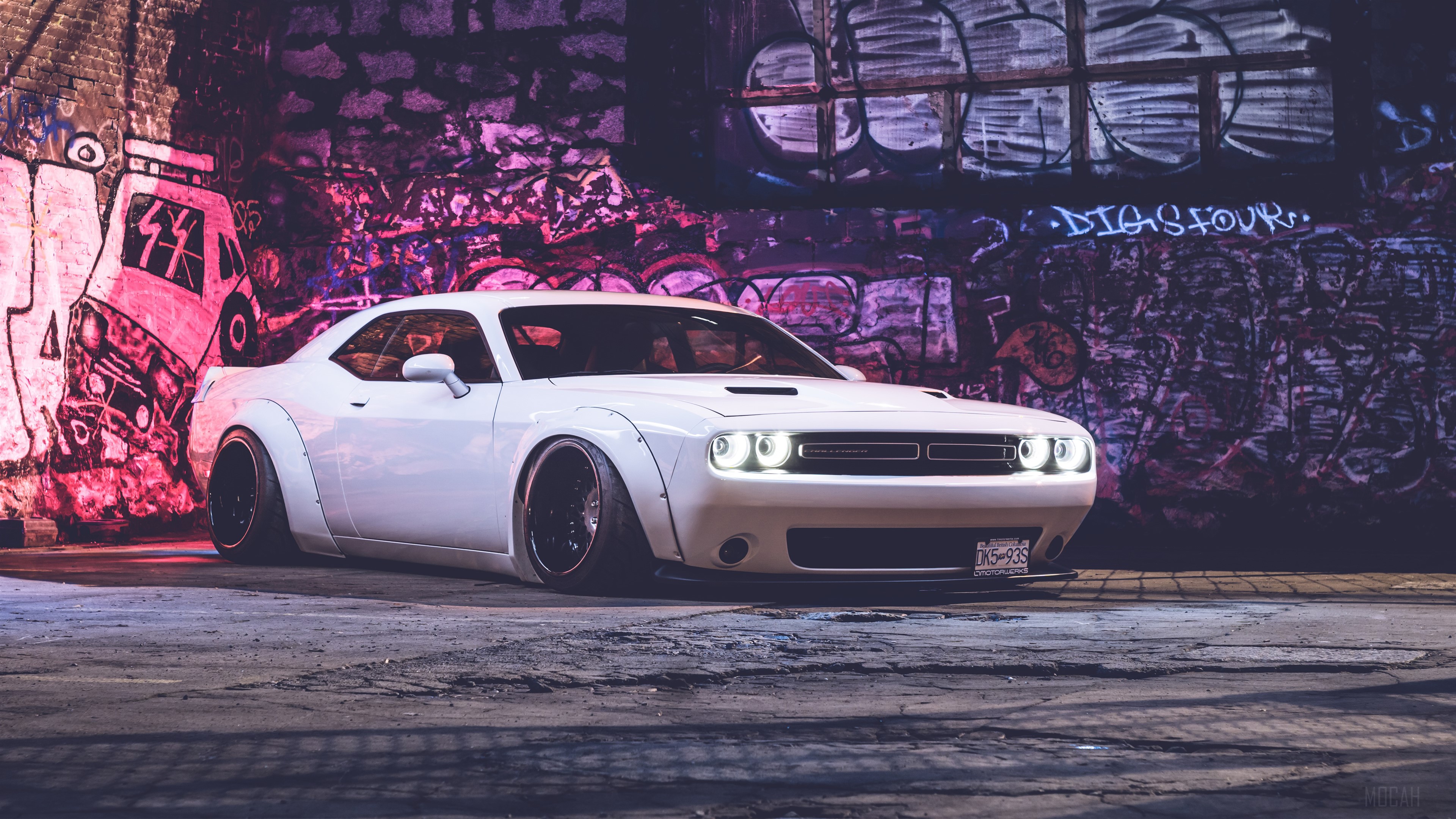 White Dodge Challenger 4K HD Wallpaper