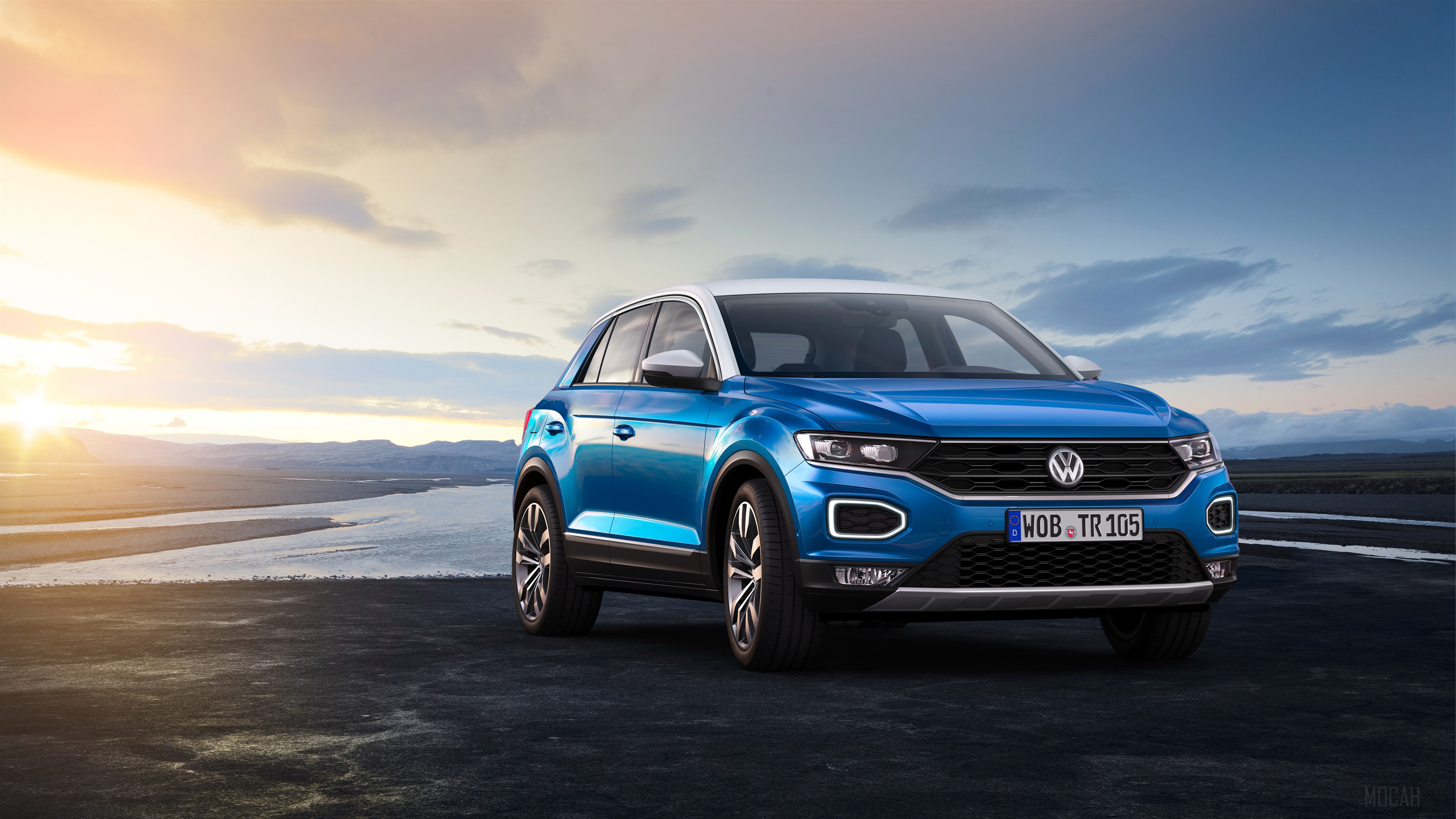 Blue 2017 Volkswagen T-Roc SUV 4K HD Wallpaper