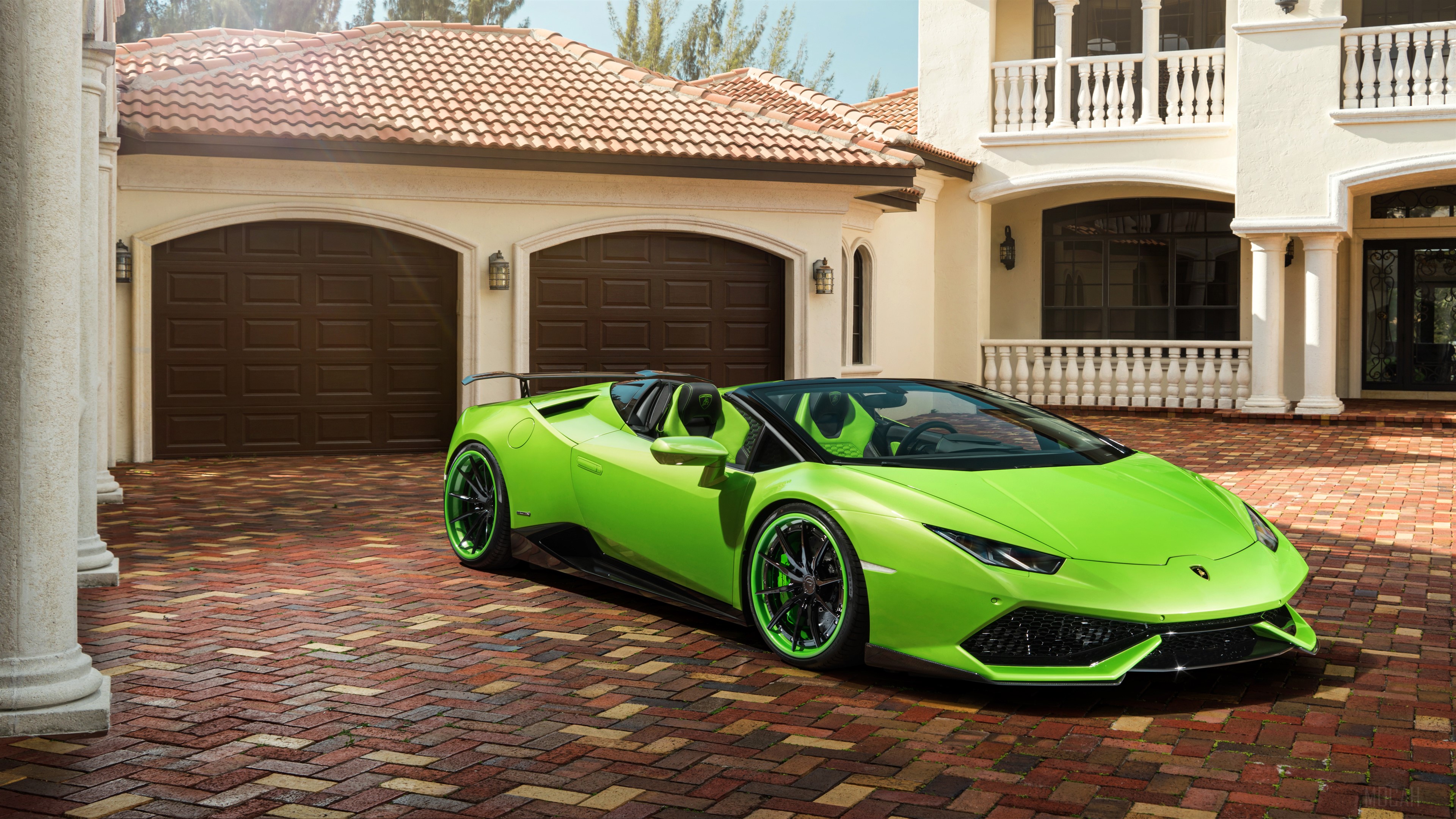 Green Lamborghini Huracan convertible 4K HD Wallpaper