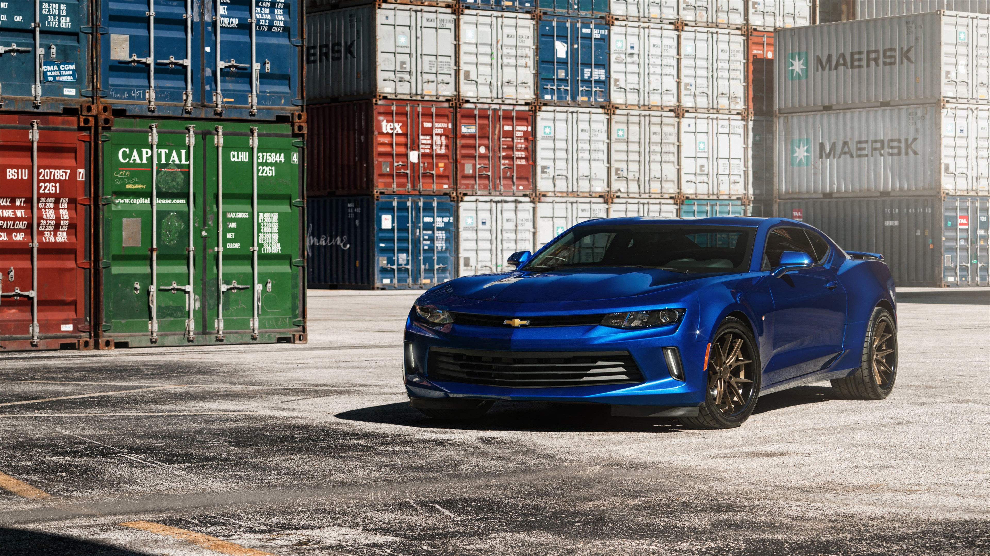 Blue Chevrolet Camaro with Ferrada Wheels 4K HD Wallpaper