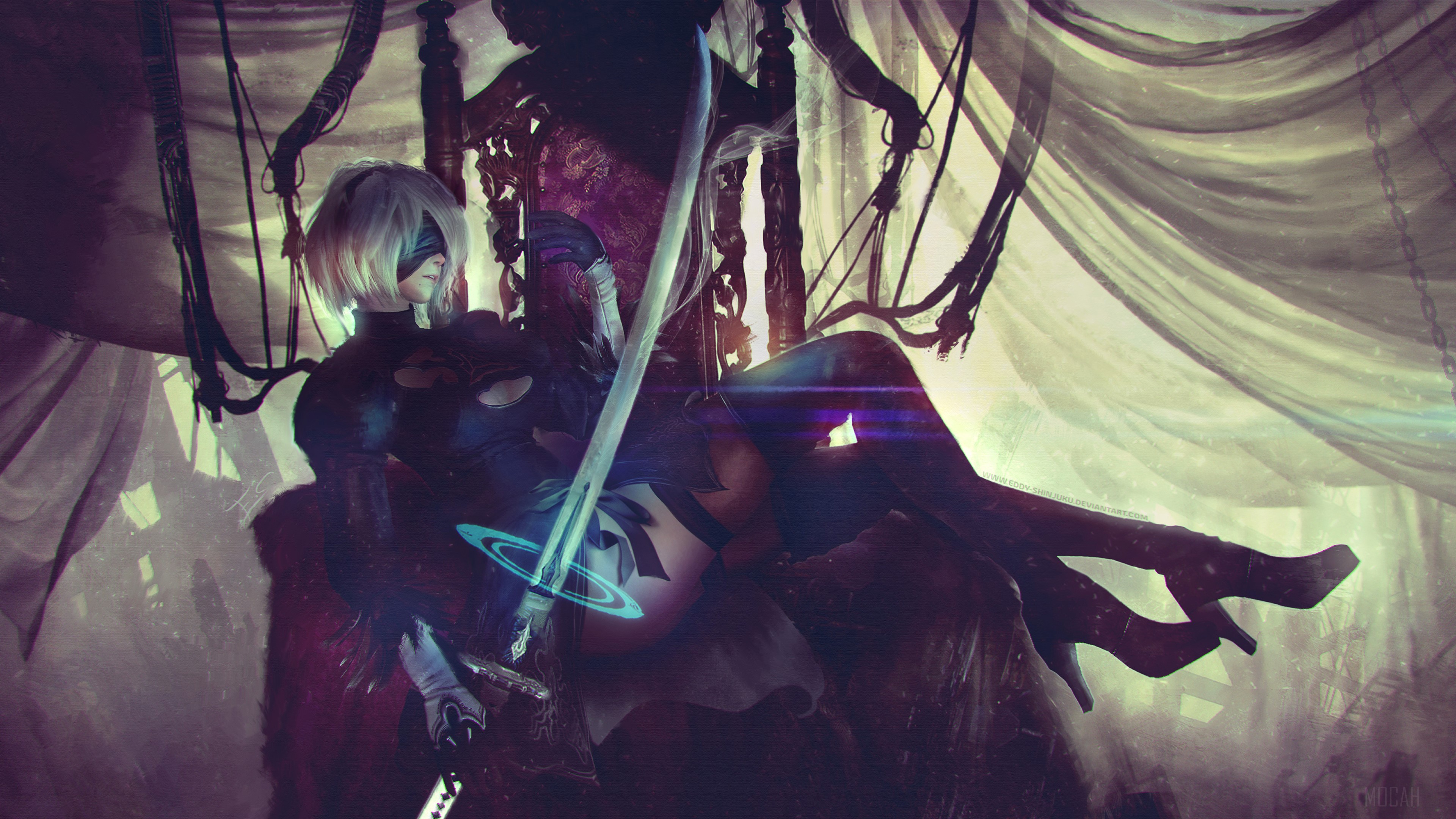 2B from NieR: Automata Artwork 4K HD Wallpaper