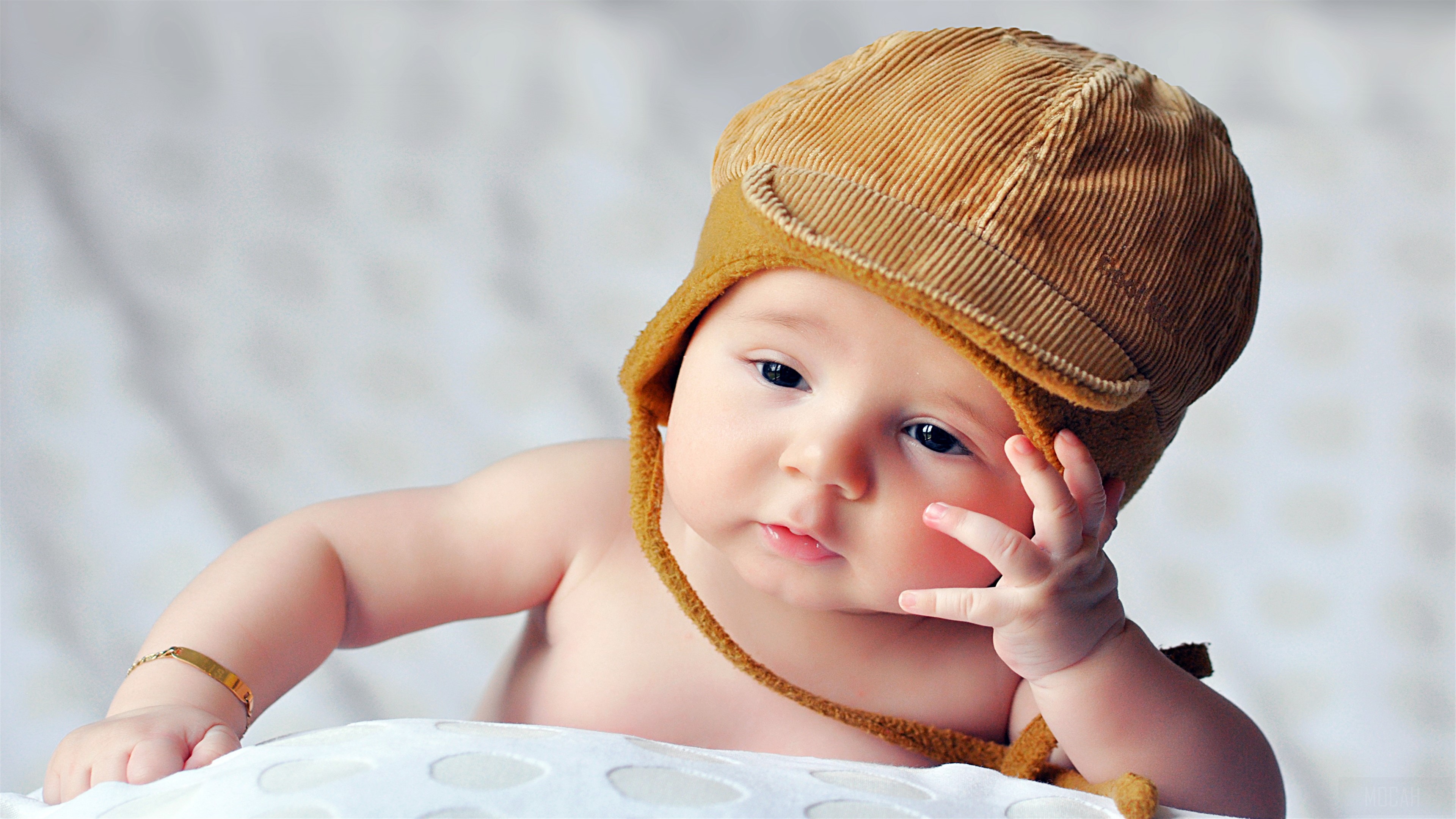 Cute Infant in a Hat 4K HD Wallpaper