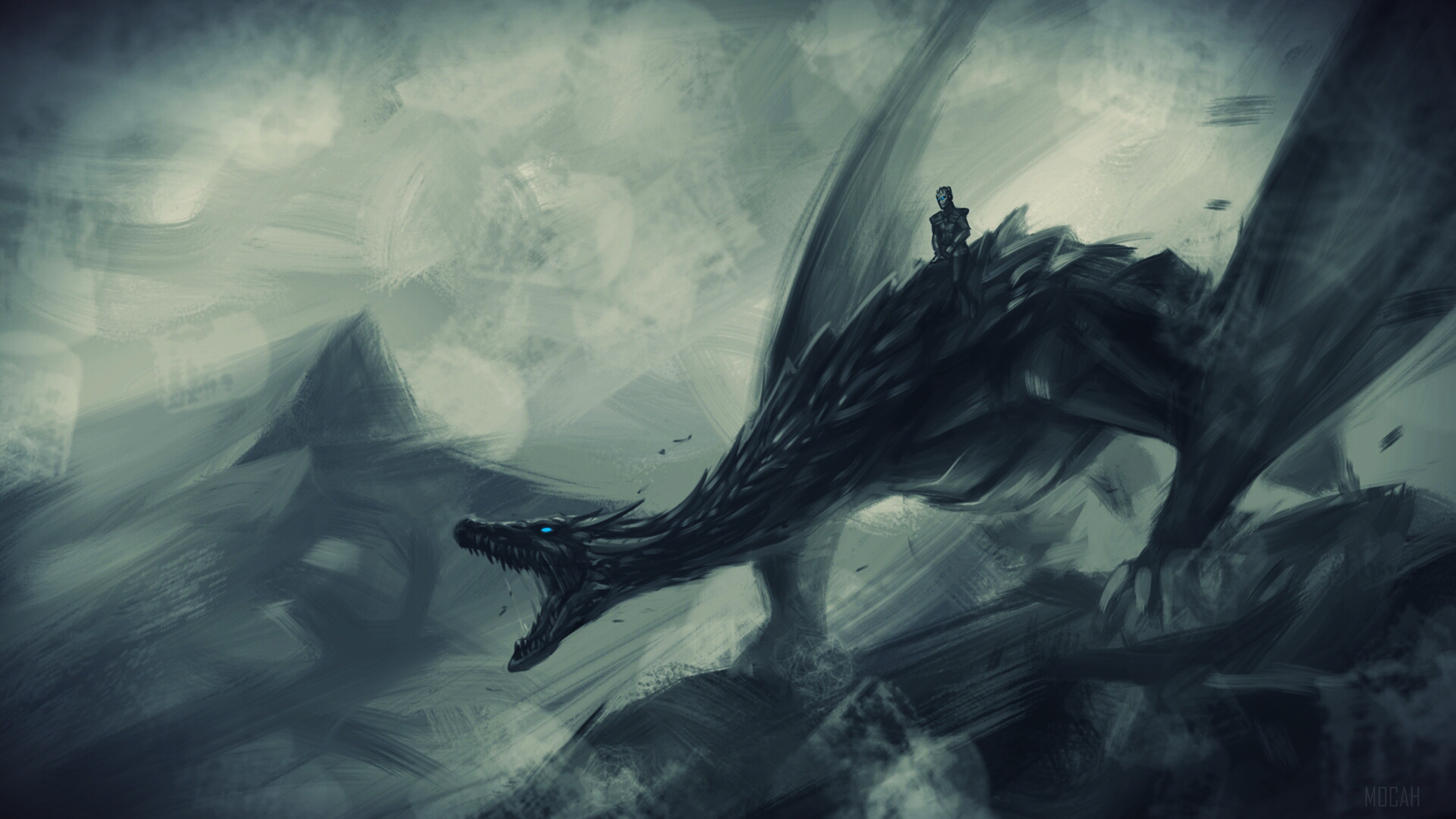 Night King Riding Ice Dragon from Game of Thrones 4K HD Wallpaper