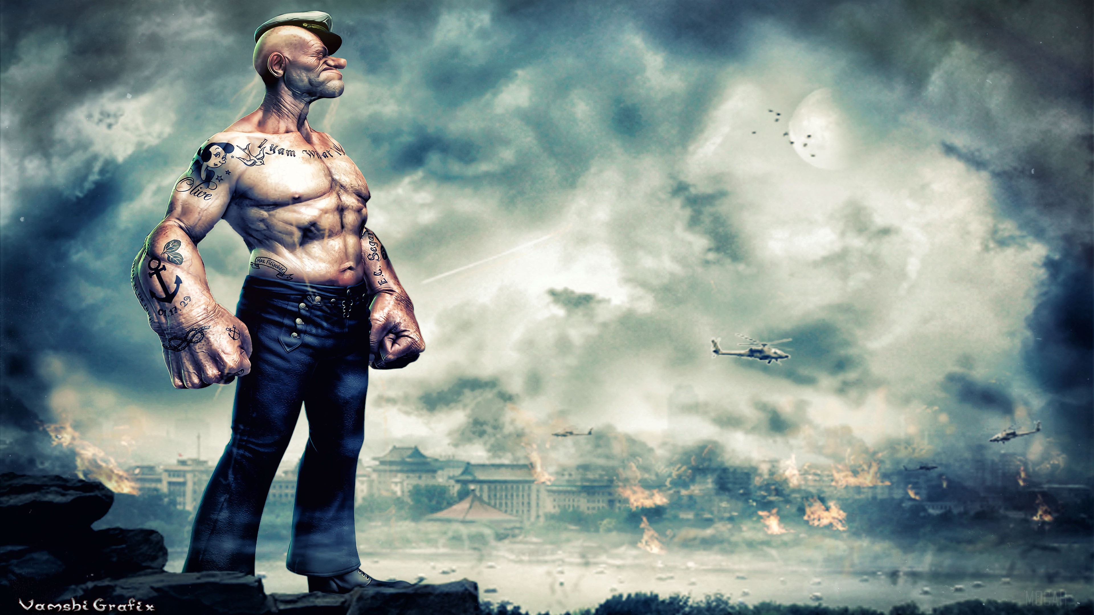 Popeye Artwork HD Wallpaper