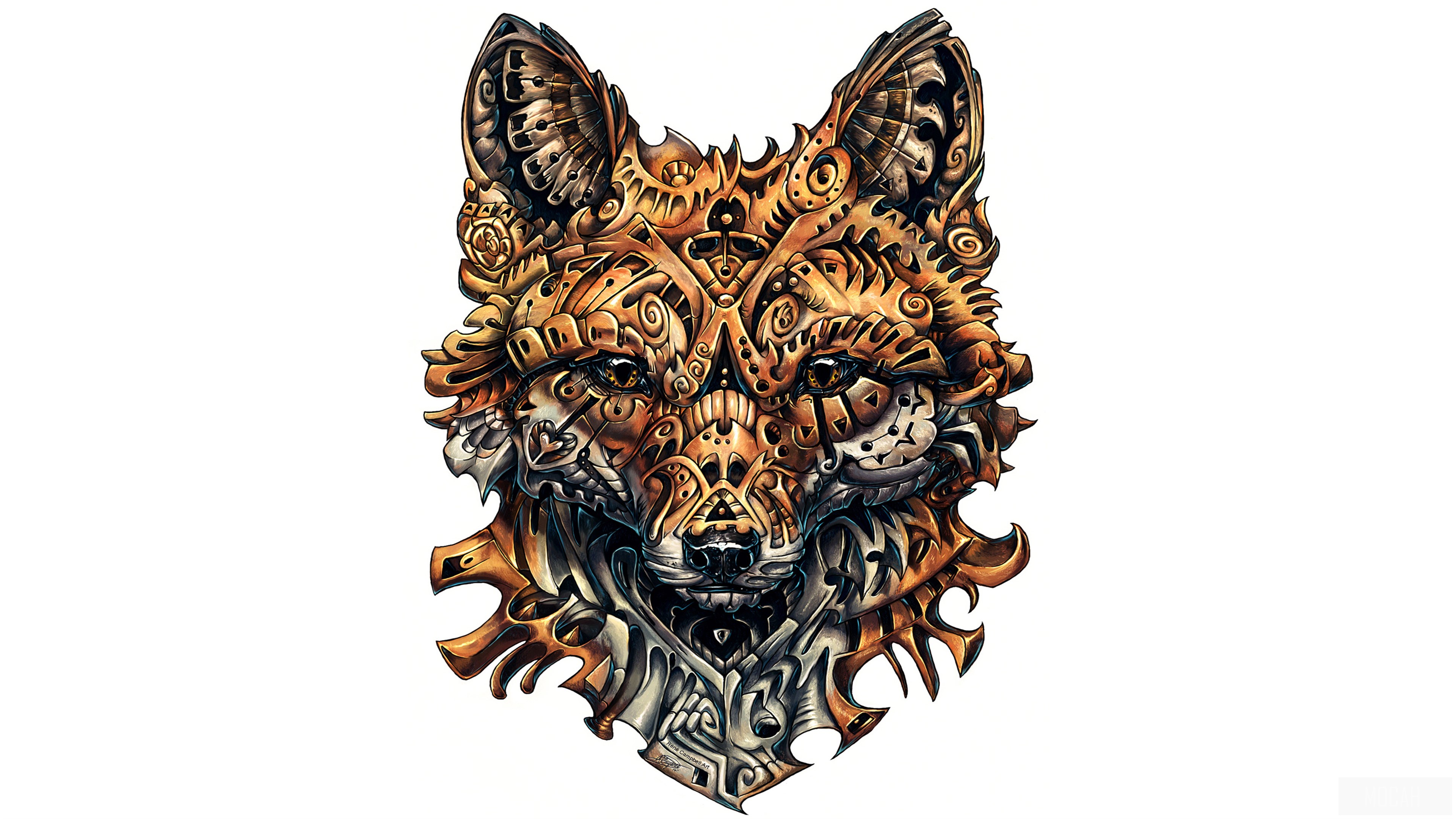 Steampunk Fox Artwork 4K HD Wallpaper