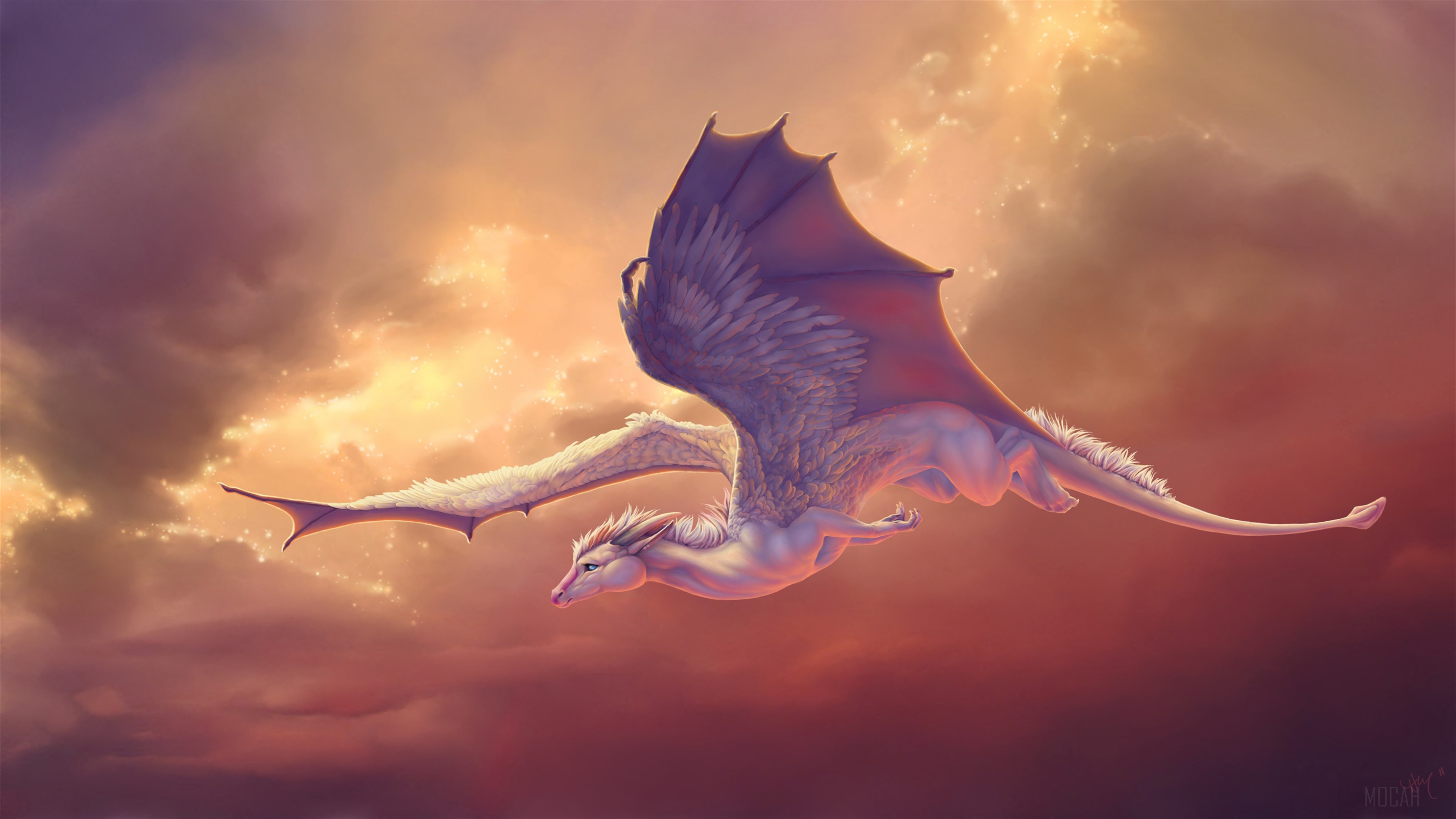 Flying Pegasus Dragon Horse HD Wallpaper