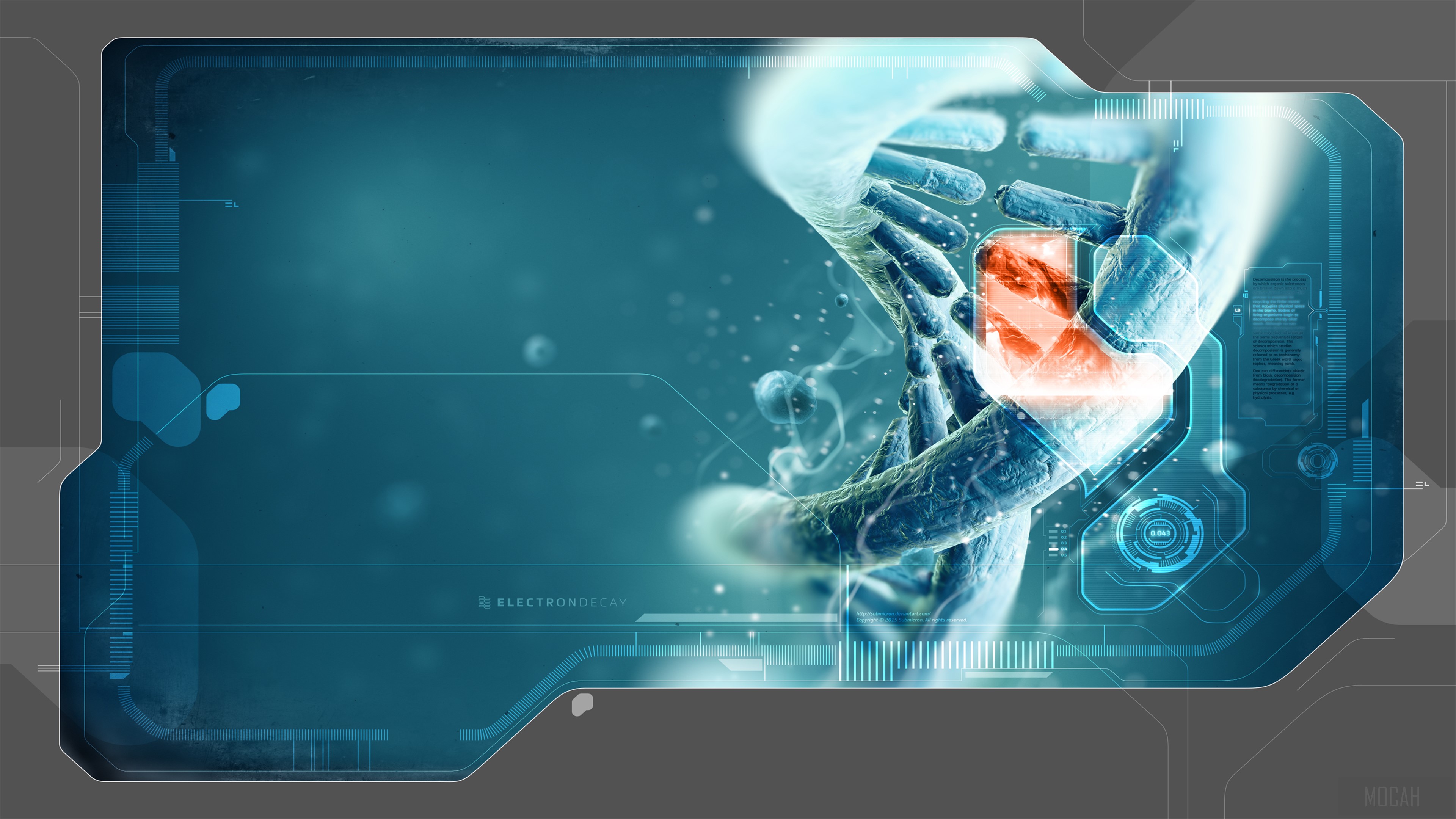 DNA Strand with Digital Interface 4K HD Wallpaper