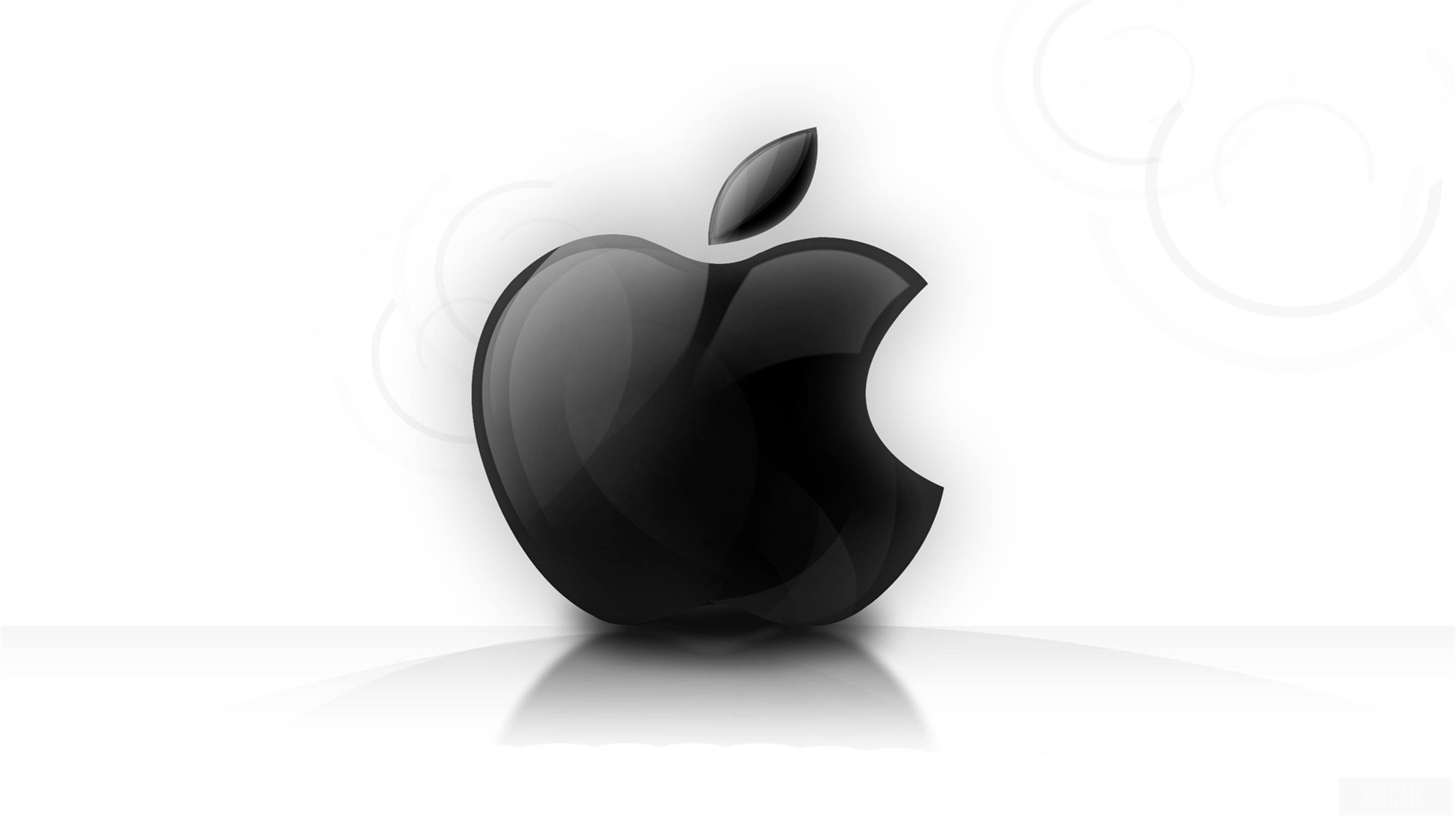 Black Apple Logo with Reflection 4K HD Wallpaper