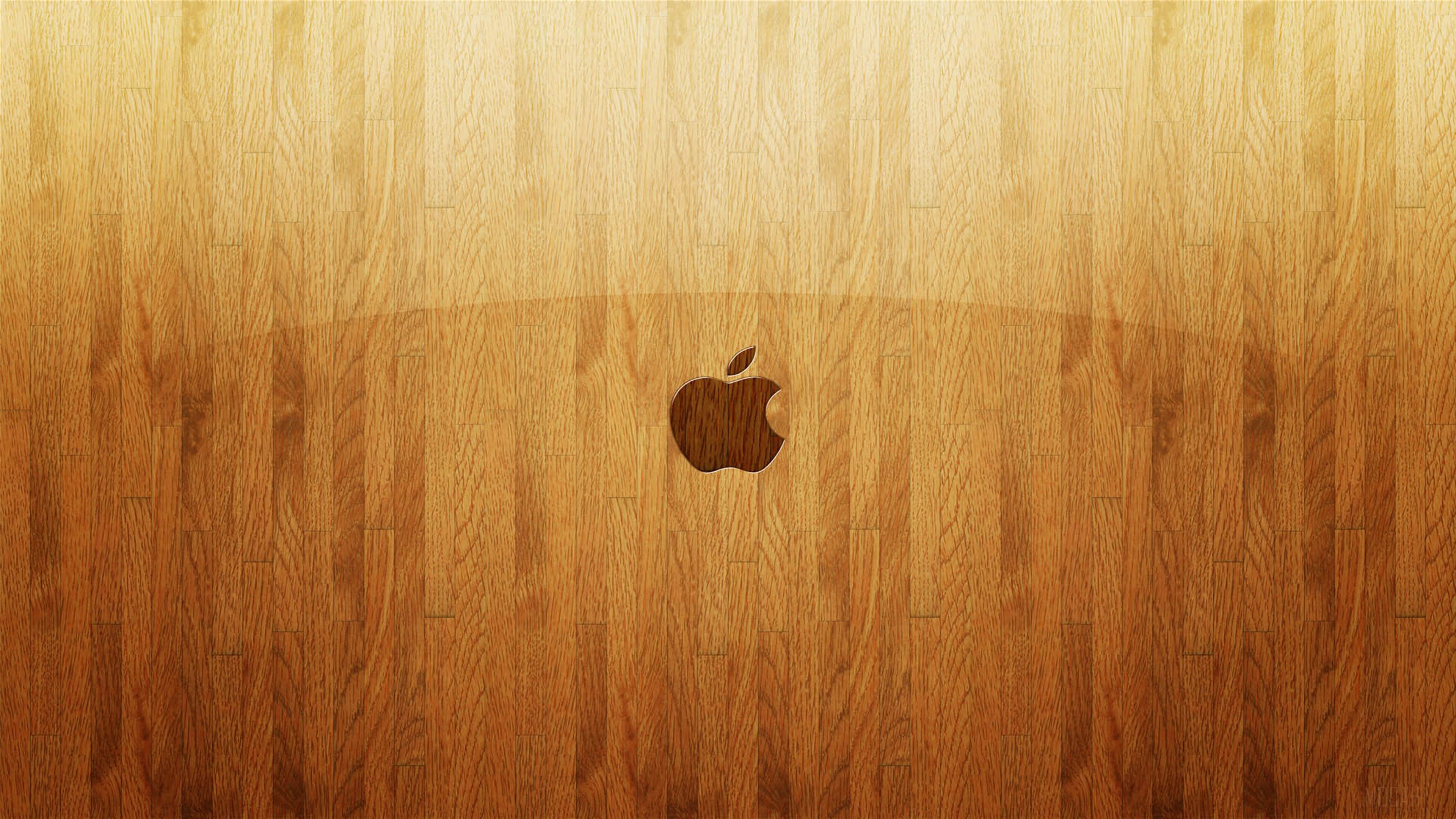 Apple Logo on Wooden Texture 4K HD Wallpaper