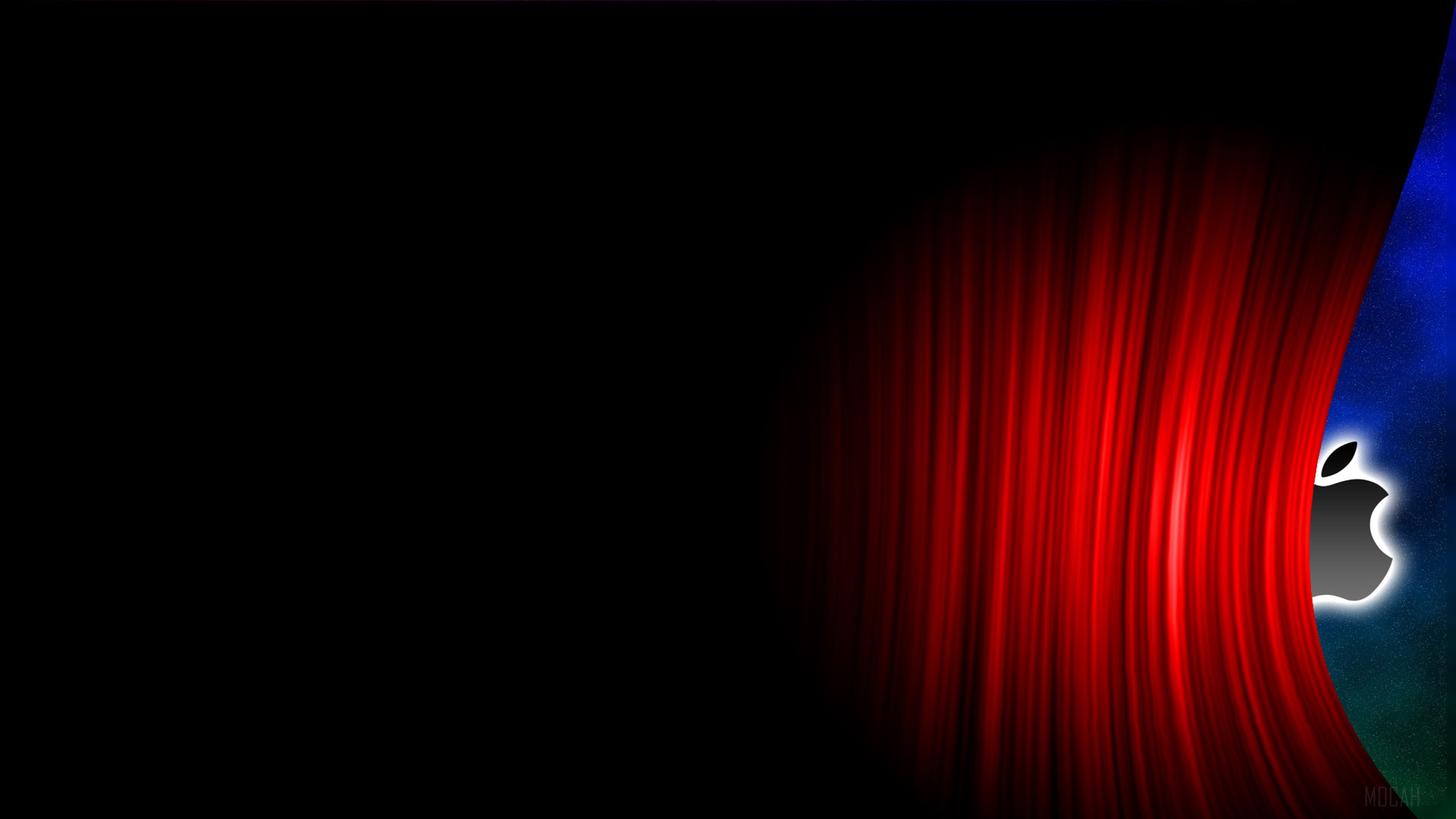Apple Logo Behind Red Curtain 4K HD Wallpaper