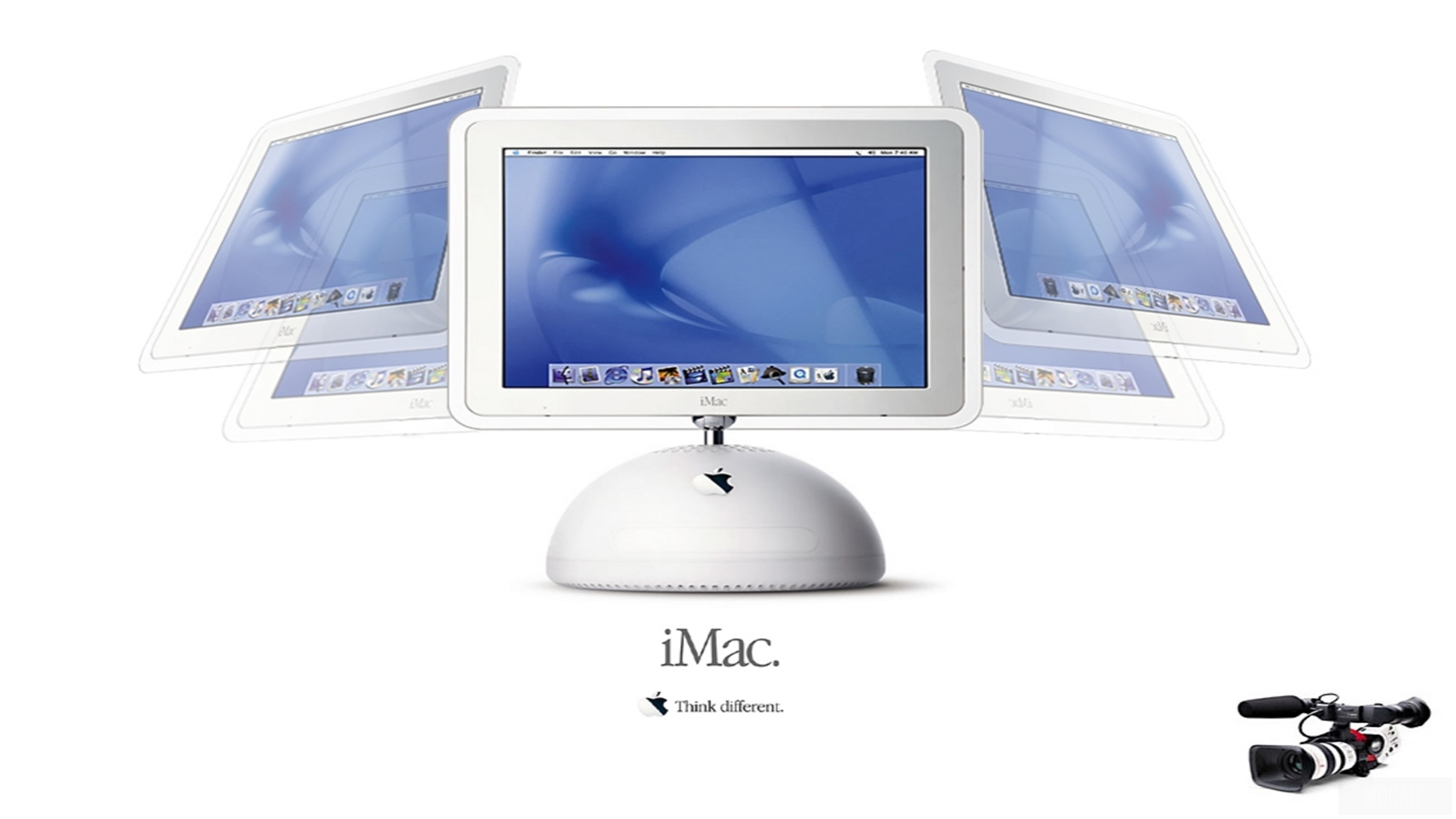 Apple iMac G4 with "Think different." slogan HD Wallpaper