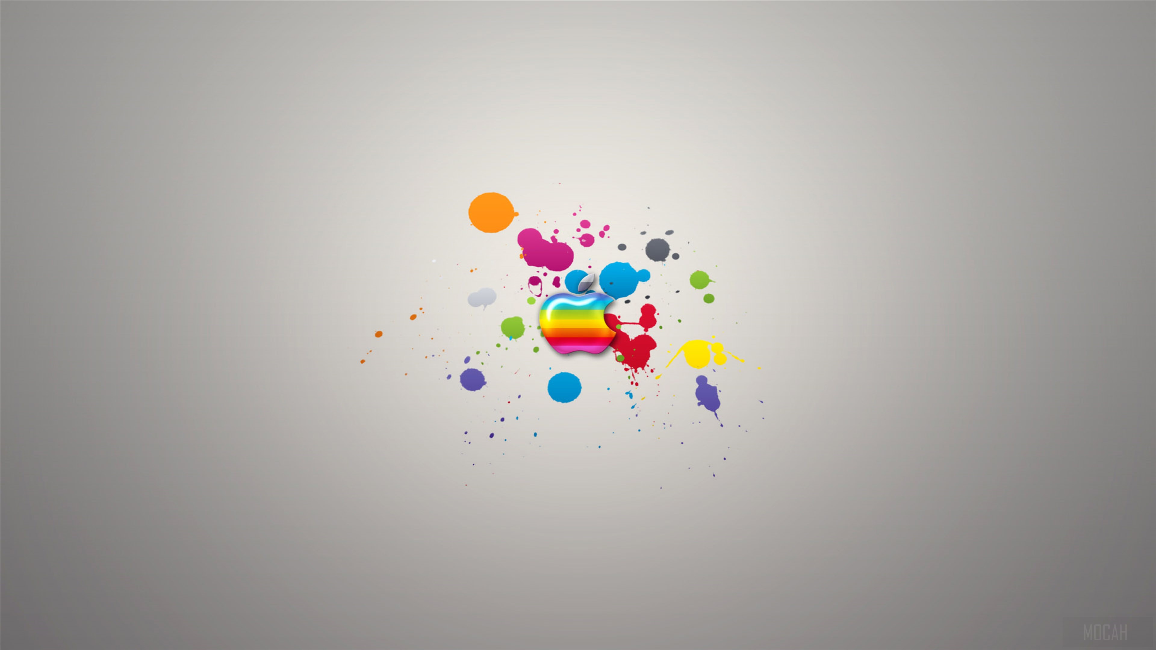 Apple Logo with Colorful Paint Splatters 4K HD Wallpaper