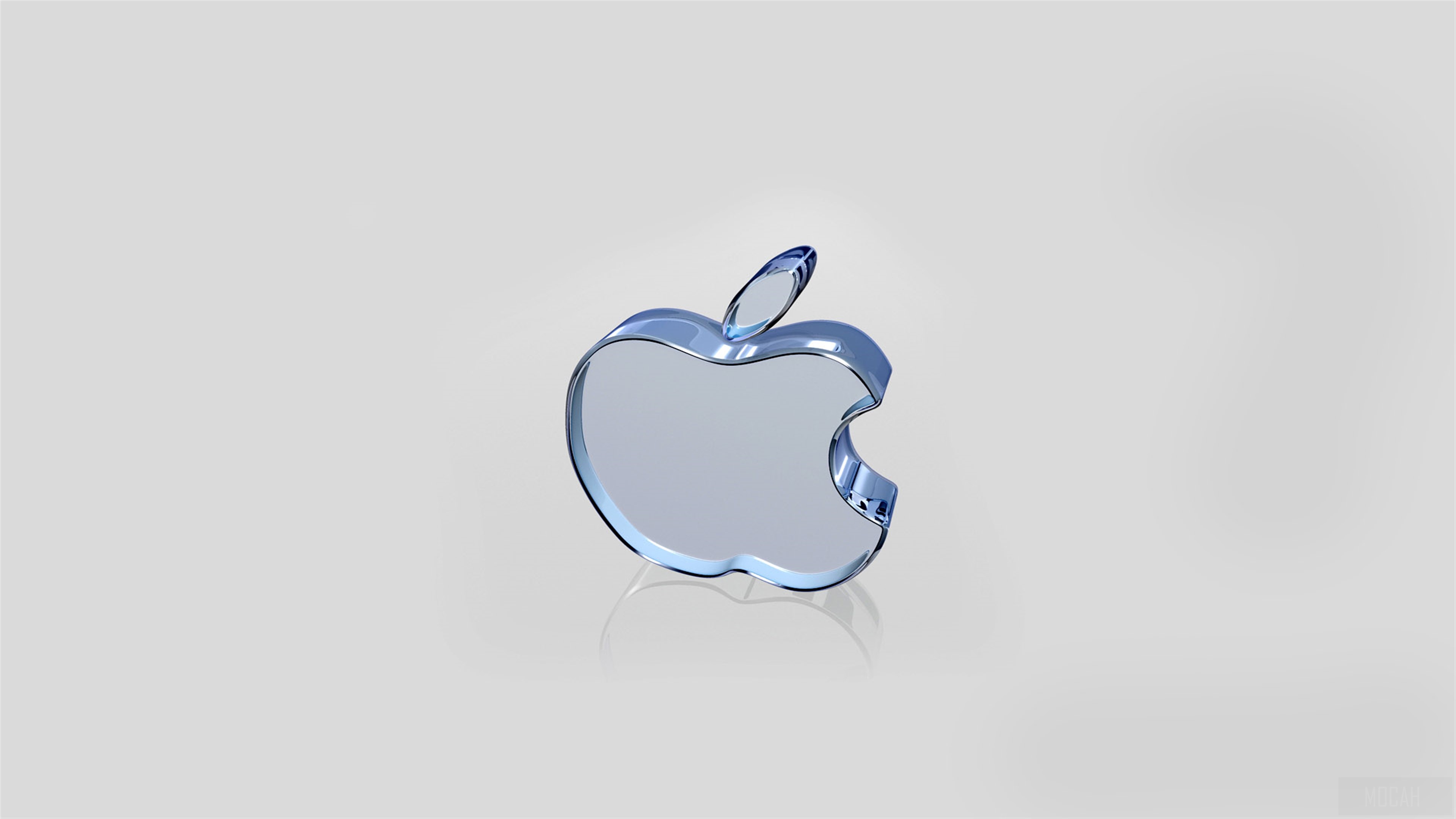 Apple logo made of white glass 4K HD Wallpaper