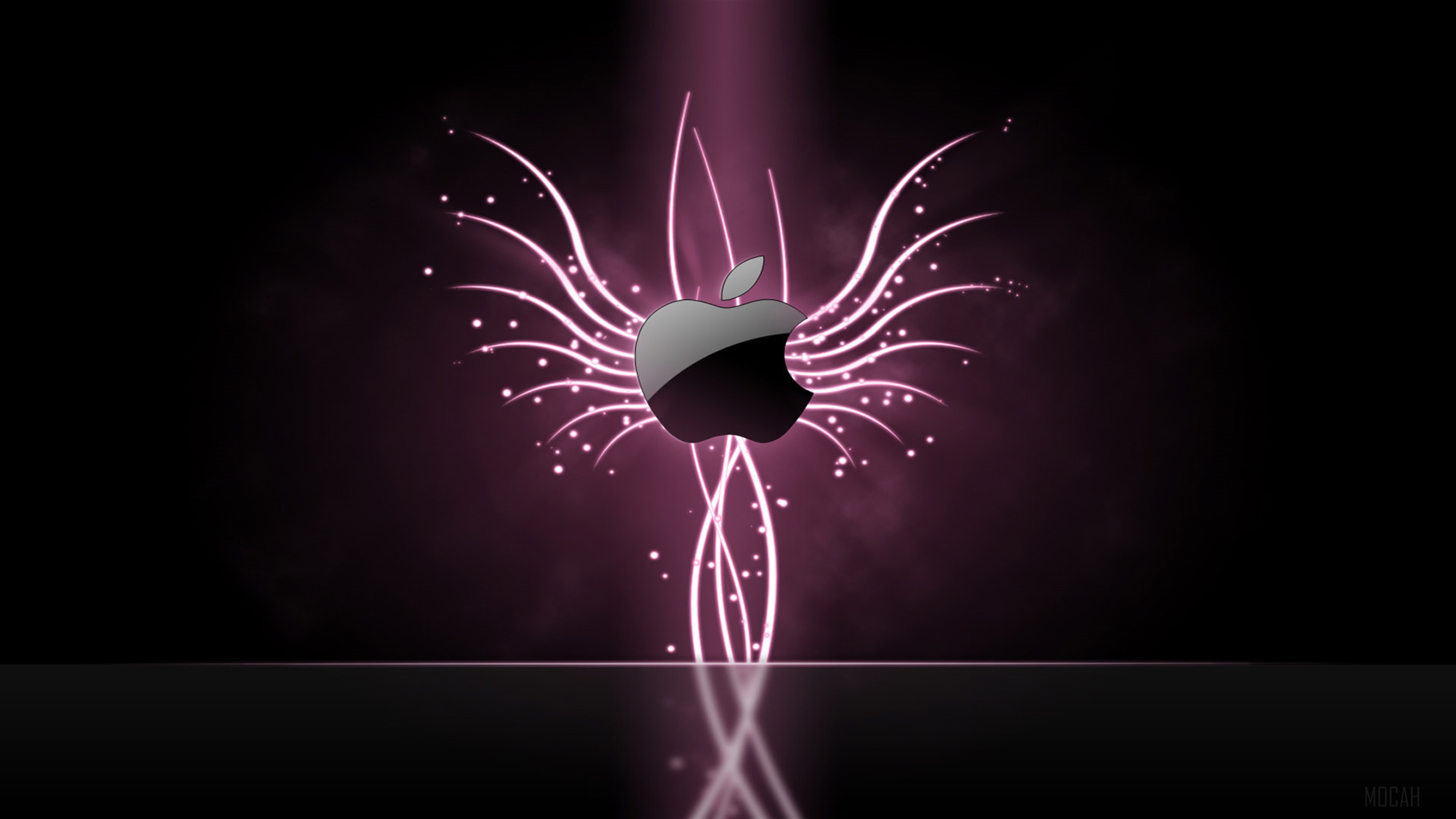Apple Logo with Pink Glow and Sparkles HD Wallpaper