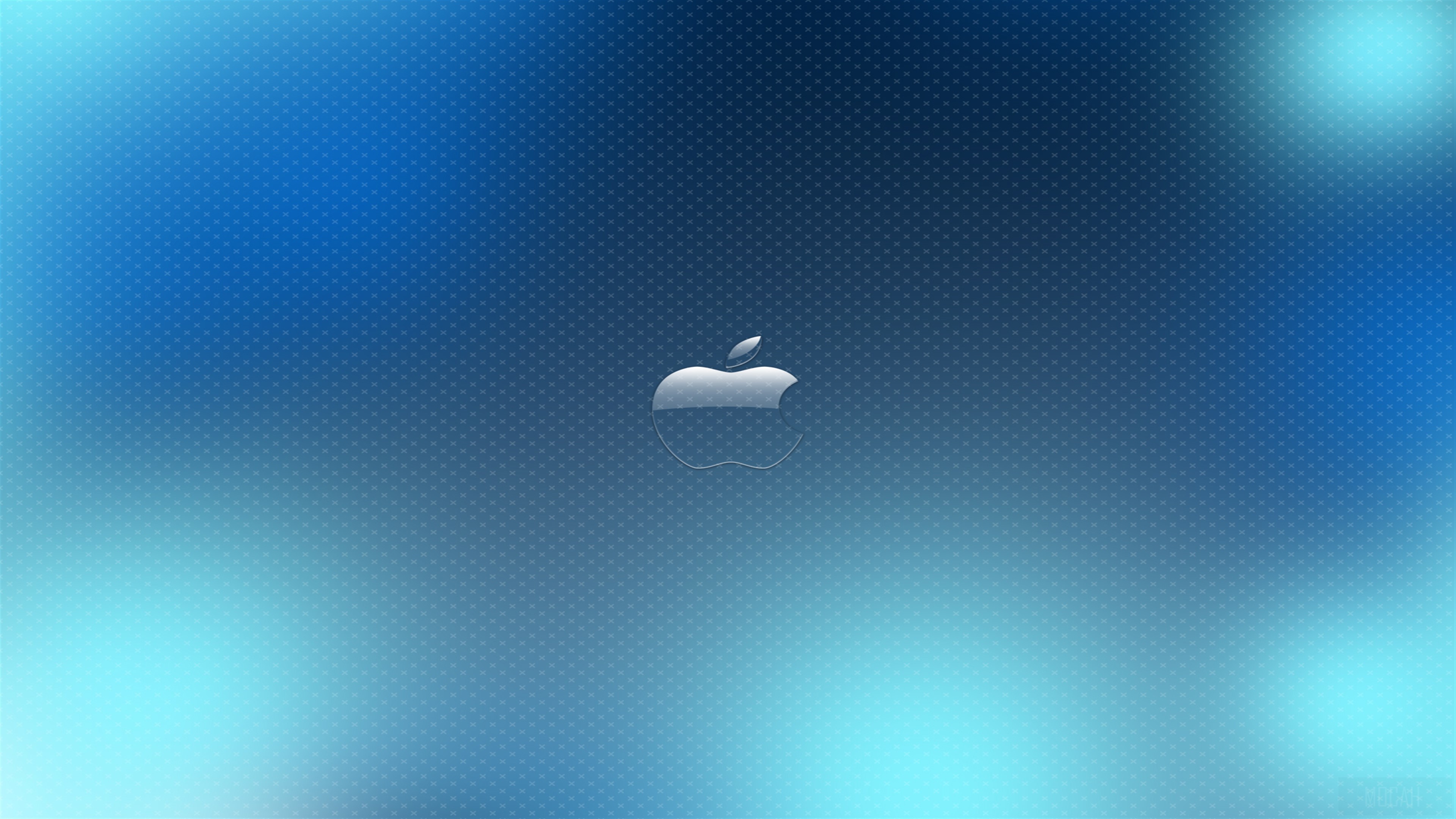 Glass Apple Logo on Blue Background 4K HD Wallpaper