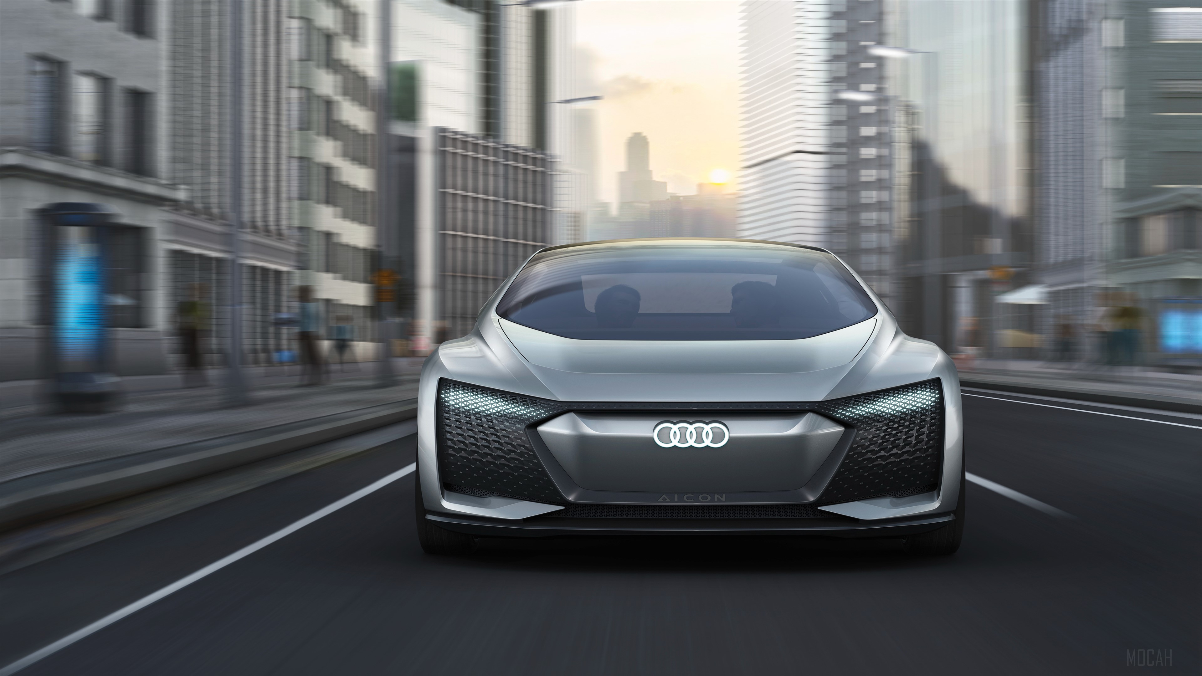 Audi Aicon concept car driving in city HD Wallpaper