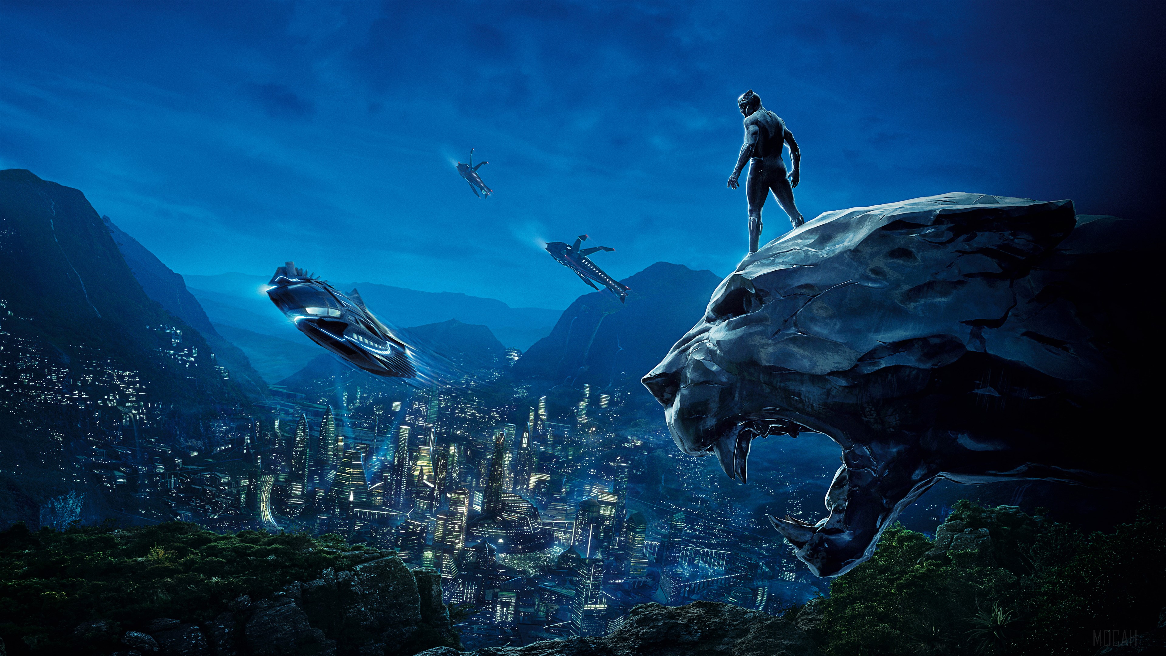 Black Panther overlooking Wakanda 4K HD Wallpaper