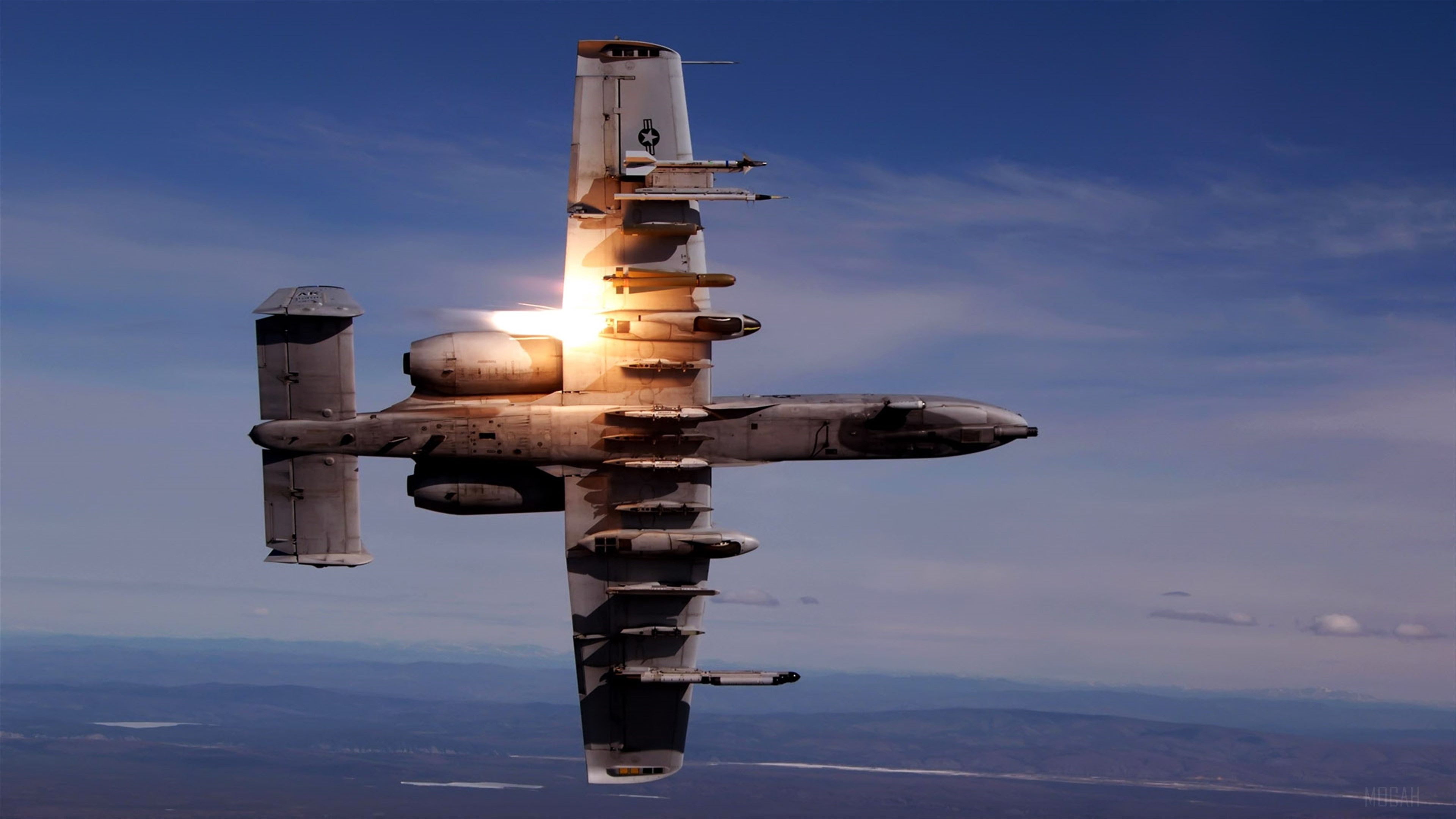 A-10 Thunderbolt II during live fire training 4K HD Wallpaper