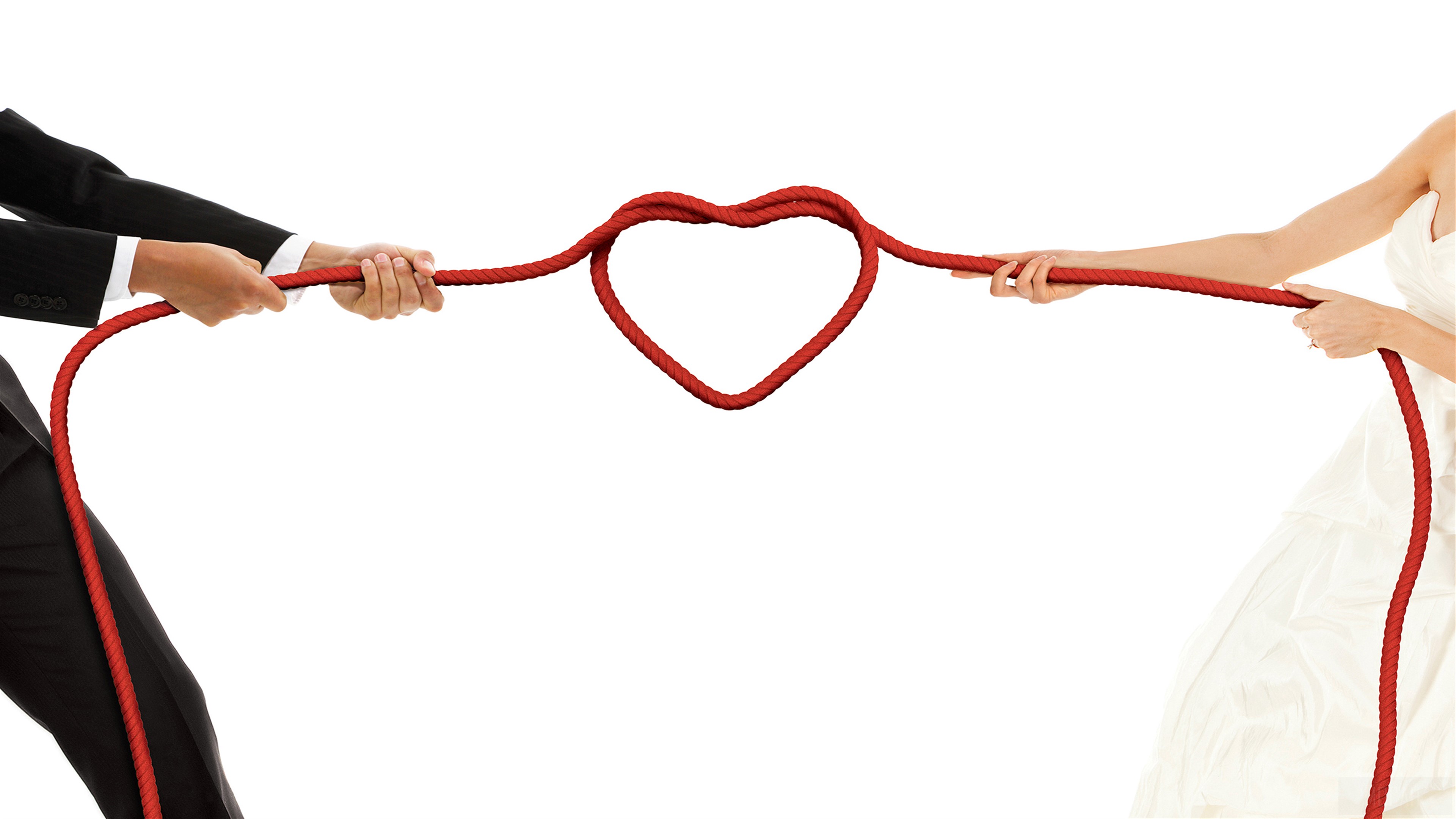 Wedding Engagement Tug of War Heart 4K HD Wallpaper