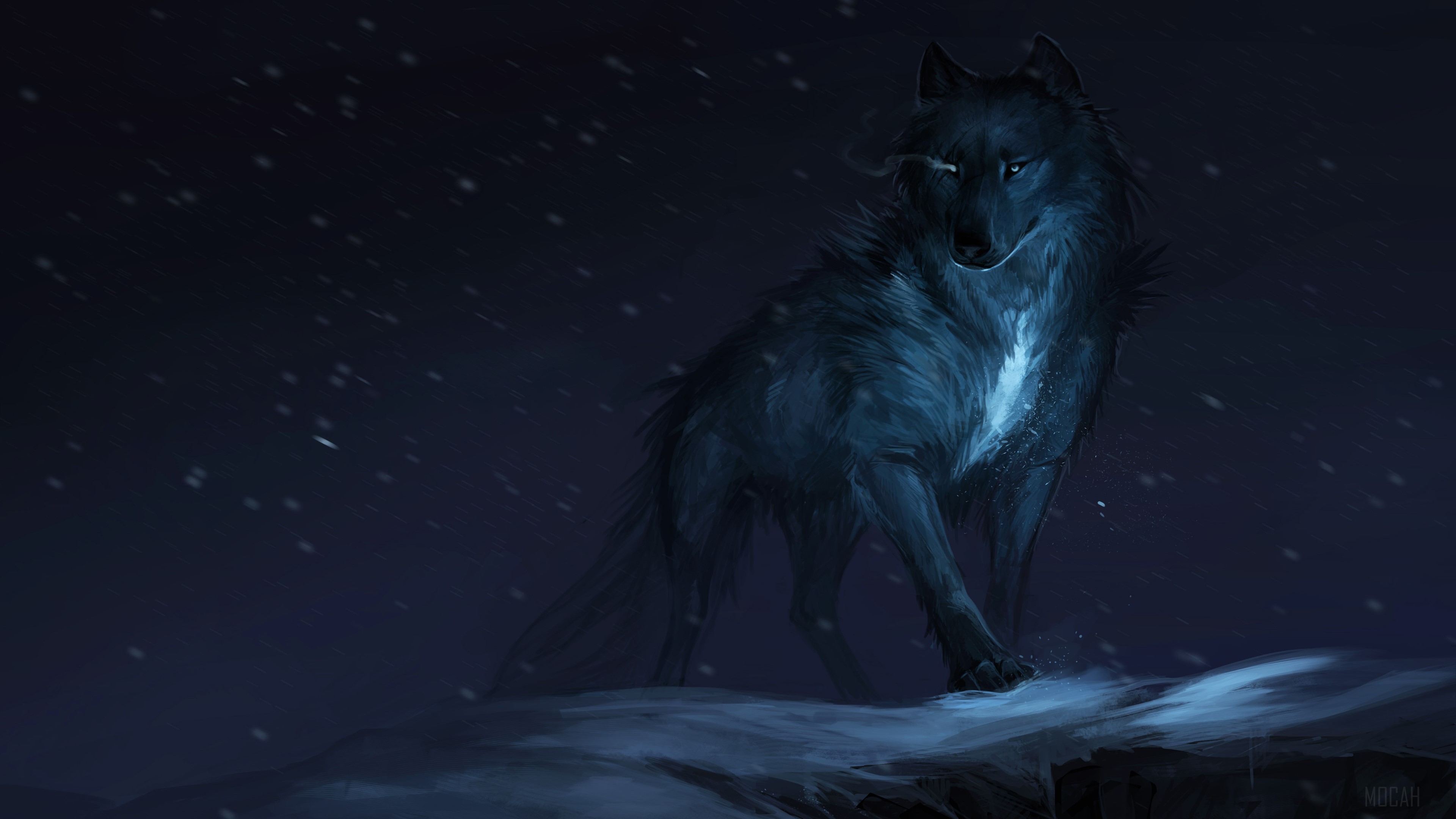 CGI Wolf in Snow HD Wallpaper