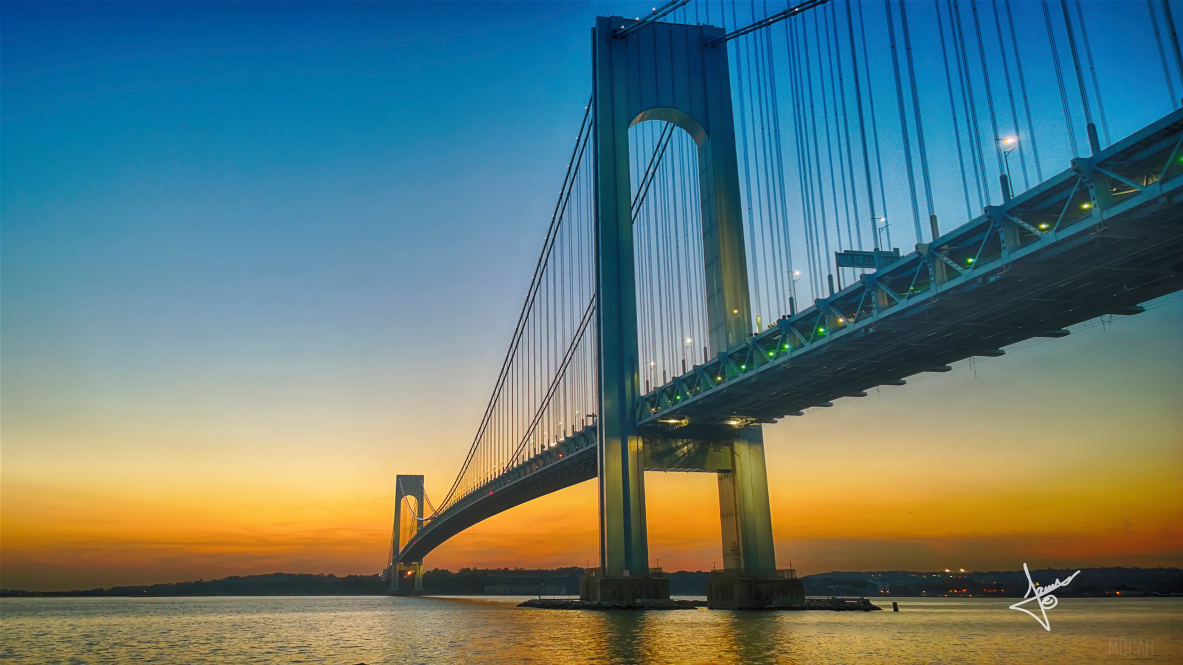 Verrazano Narrows Bridge at Sunset 4K HD Wallpaper